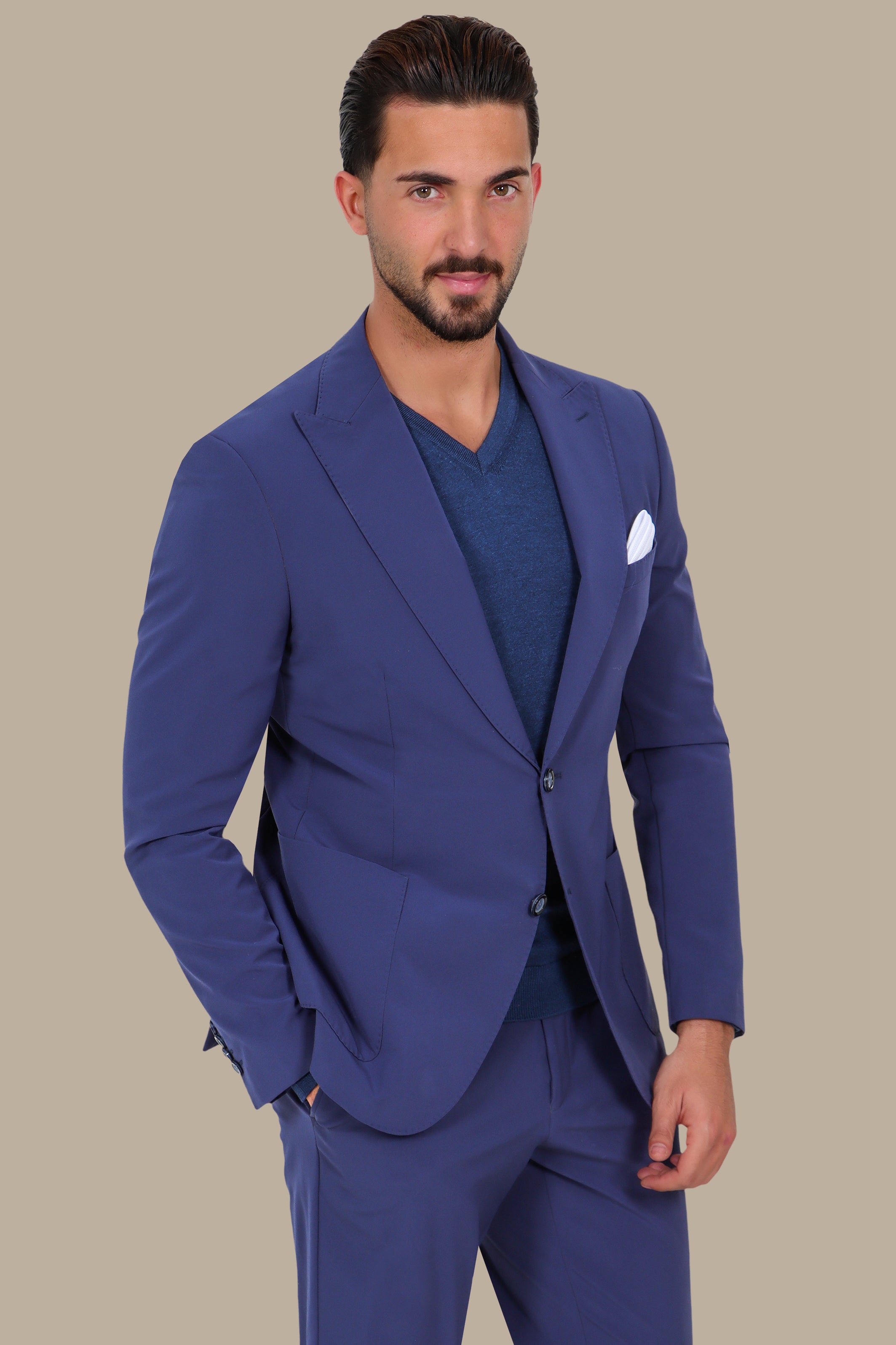 Travel Suit Peak Lapel | Blue