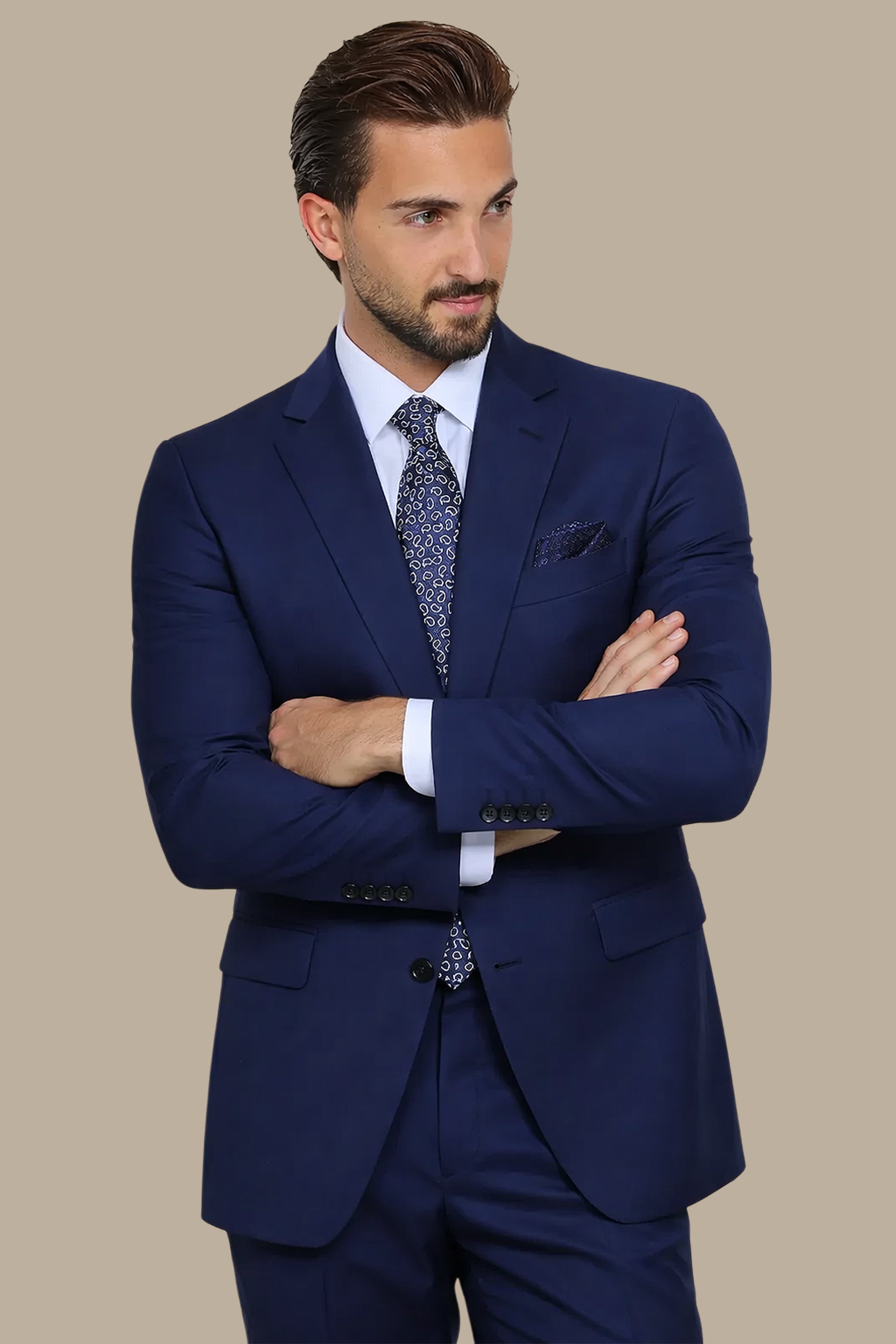 Indigo Notch Lapel Drop 4 Suit: Elevate Your Elegance