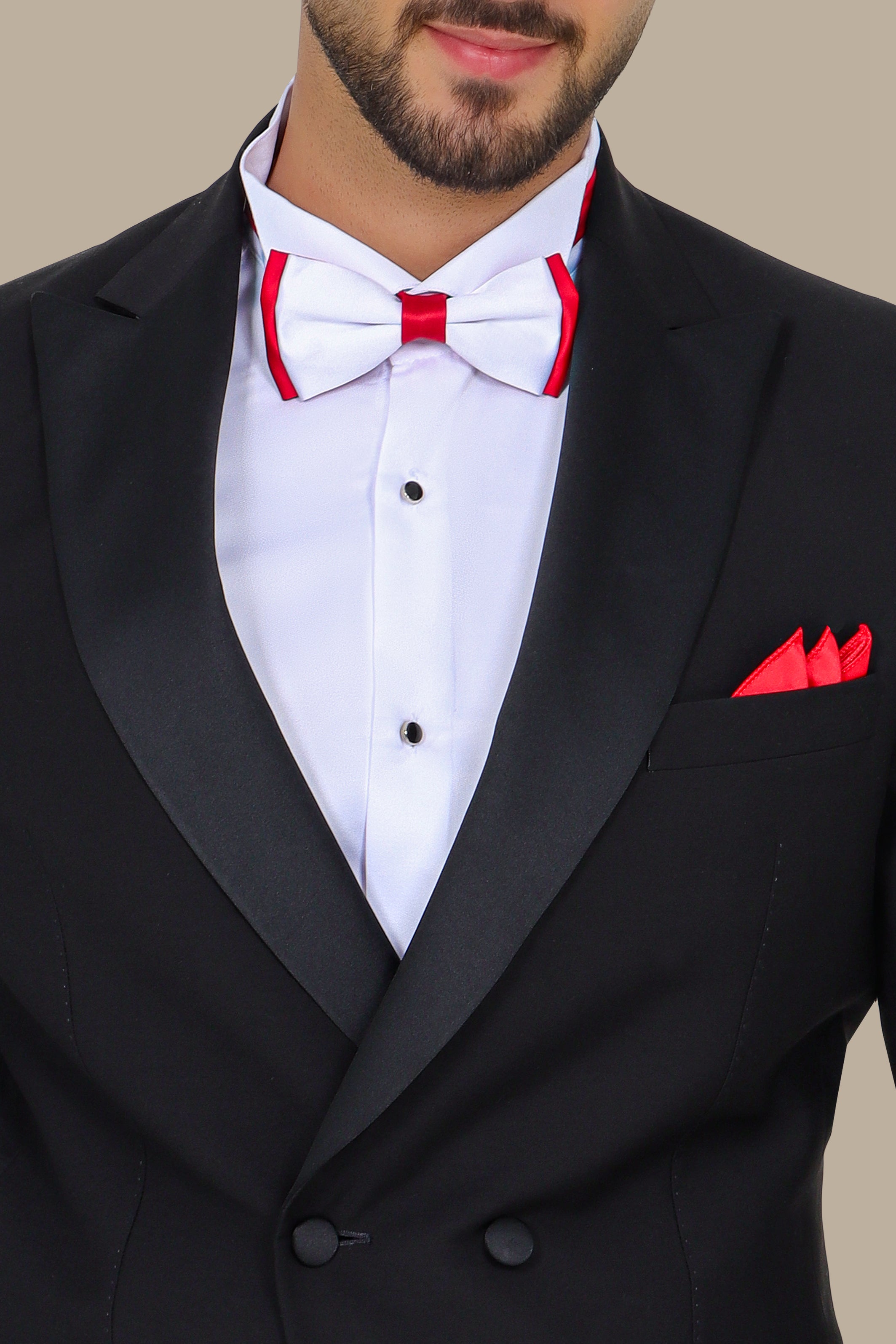 Black Double-Breasted Tuxedo with Peak Lapel - Two Button Classic