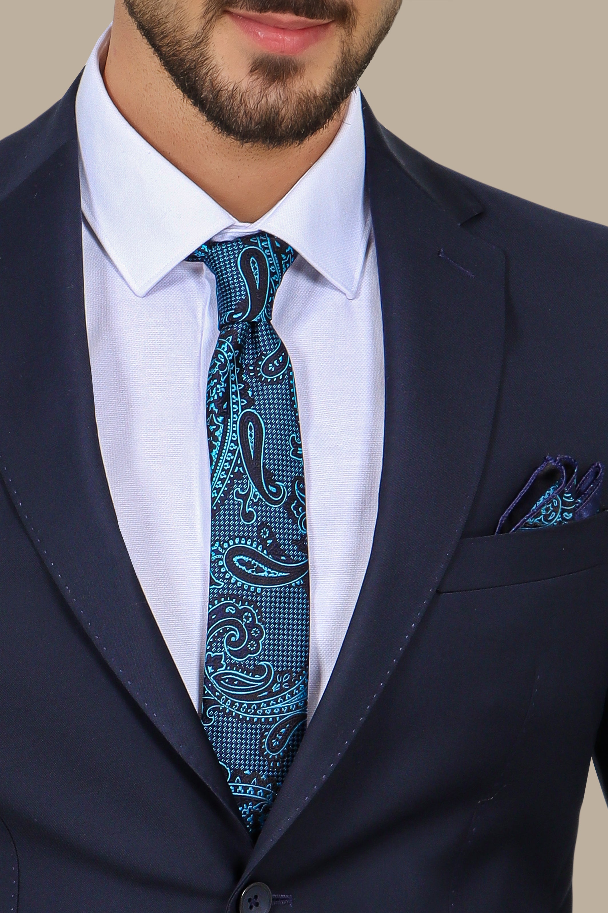 Navy Basic Plain Notch Suit