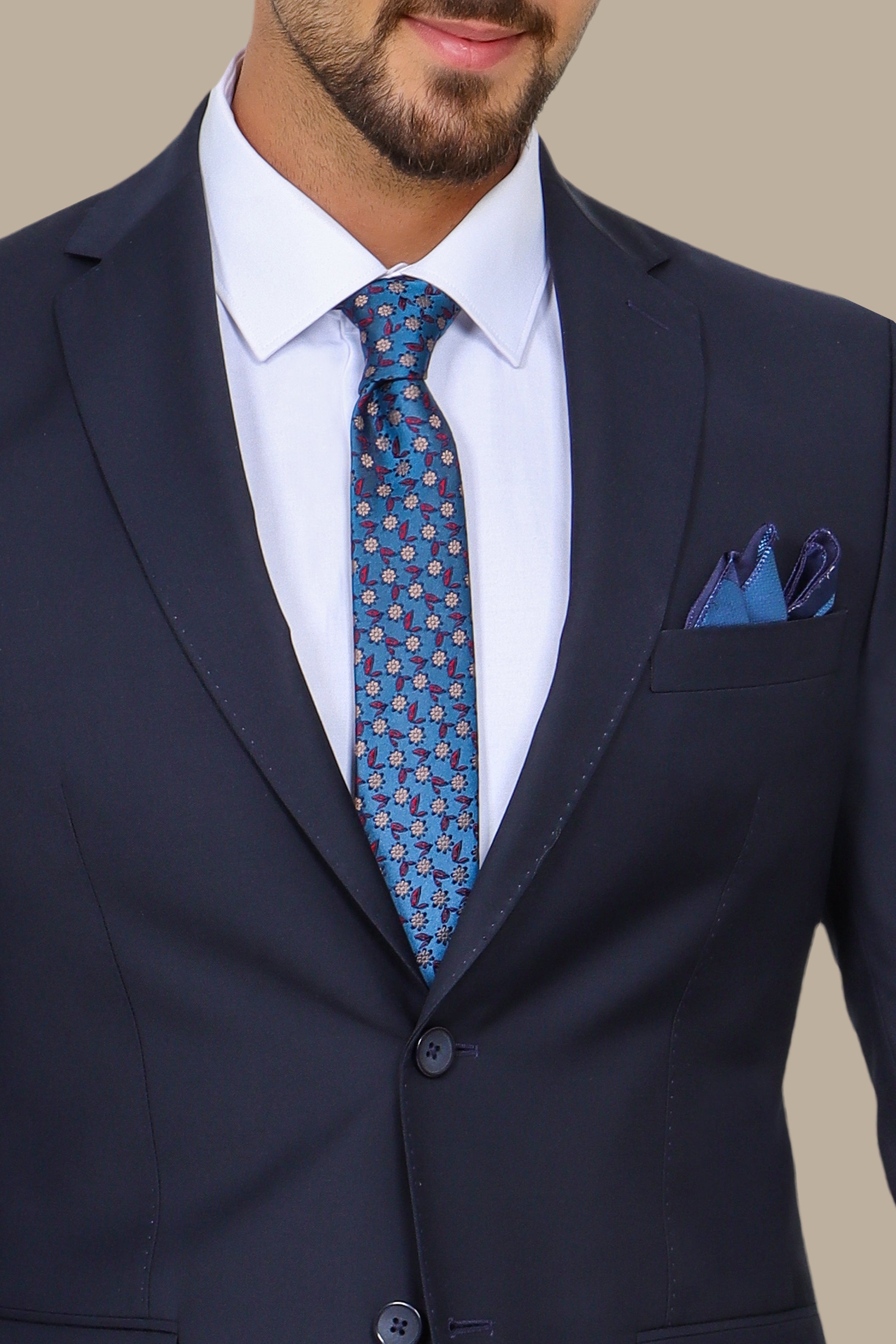 Navy Basic Plain Notch Suit