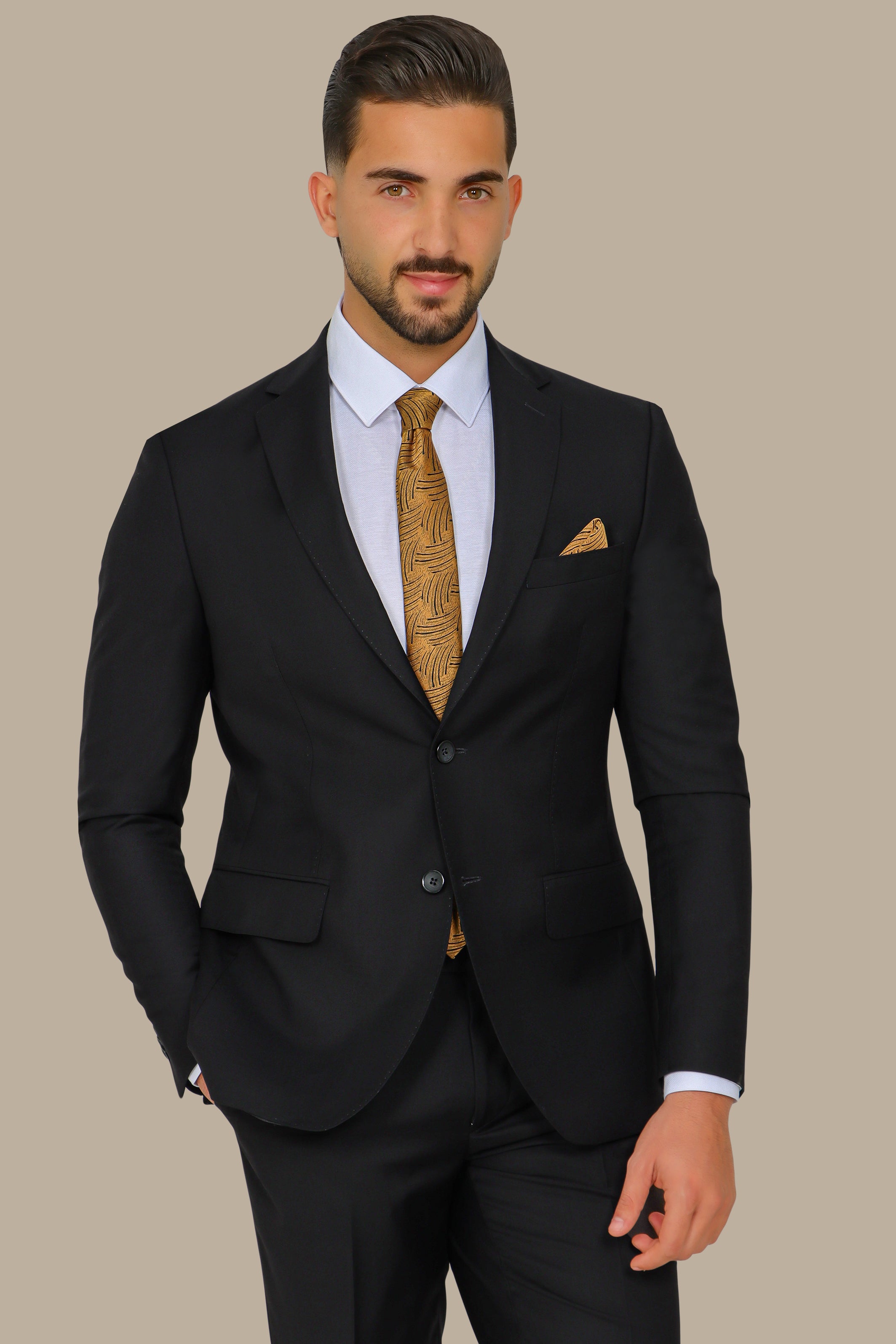 Classic Elegance: The Black Plain Notch Suit