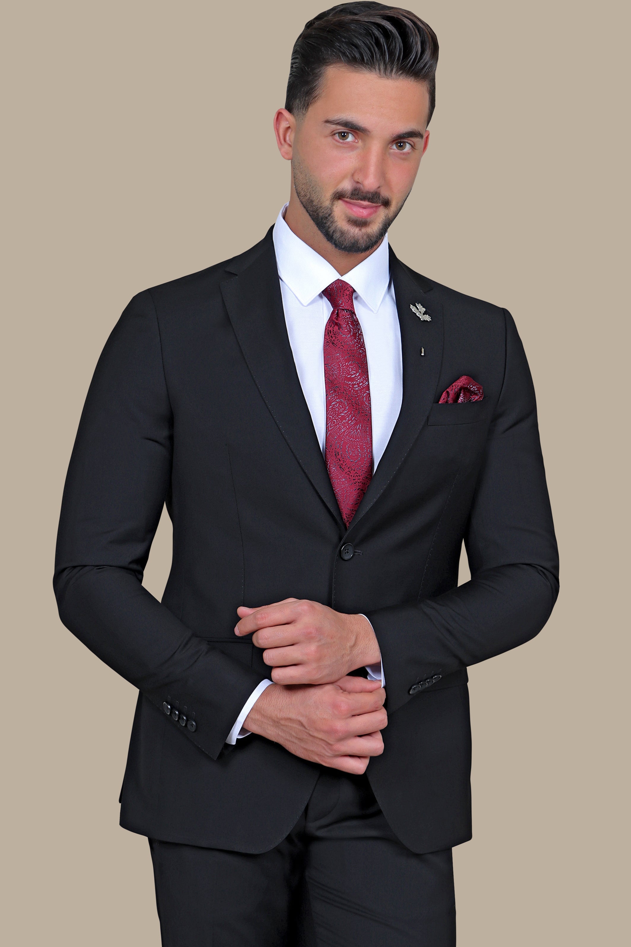 Classic Elegance: The Black Plain Notch Suit