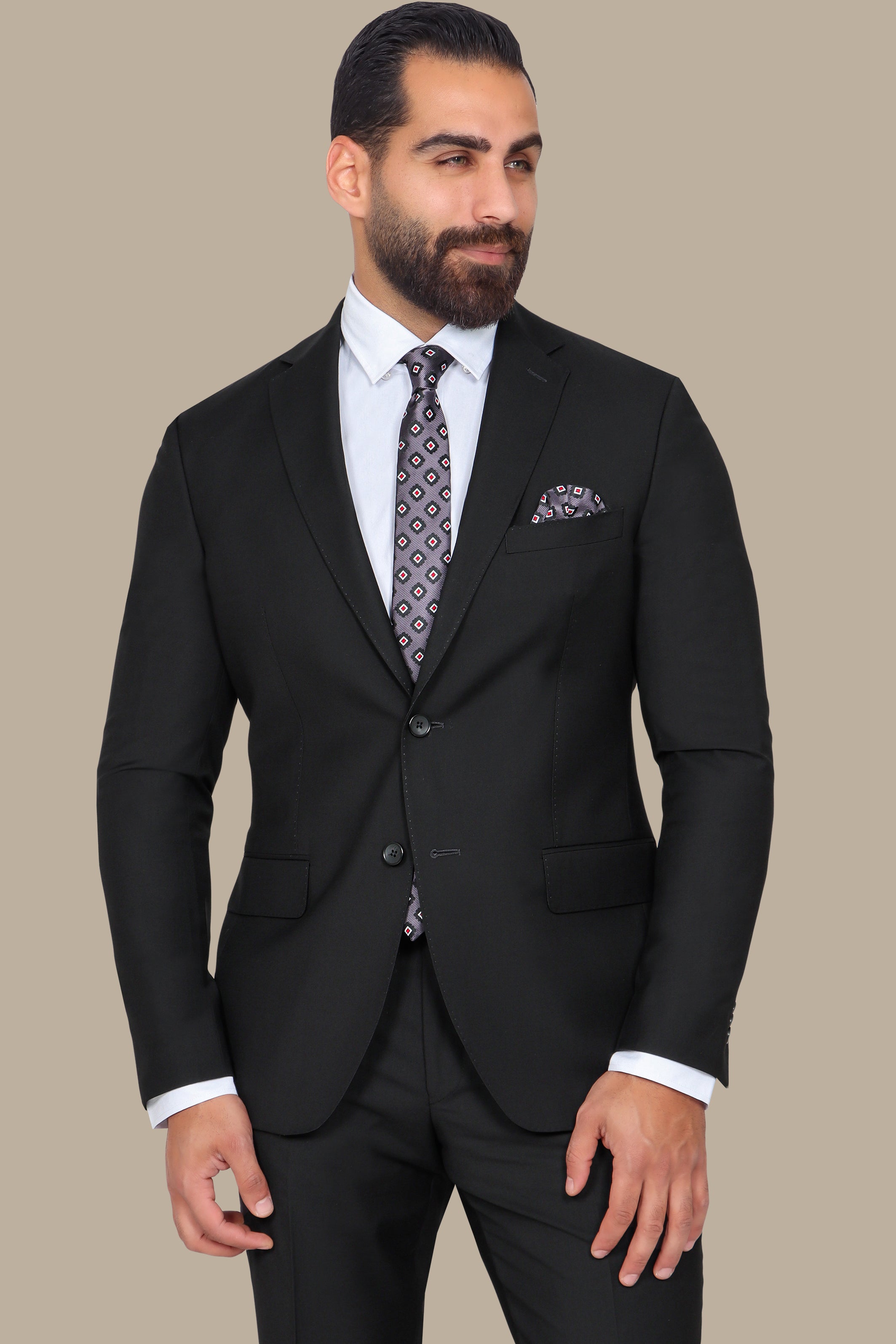 Classic Elegance: The Black Plain Notch Suit