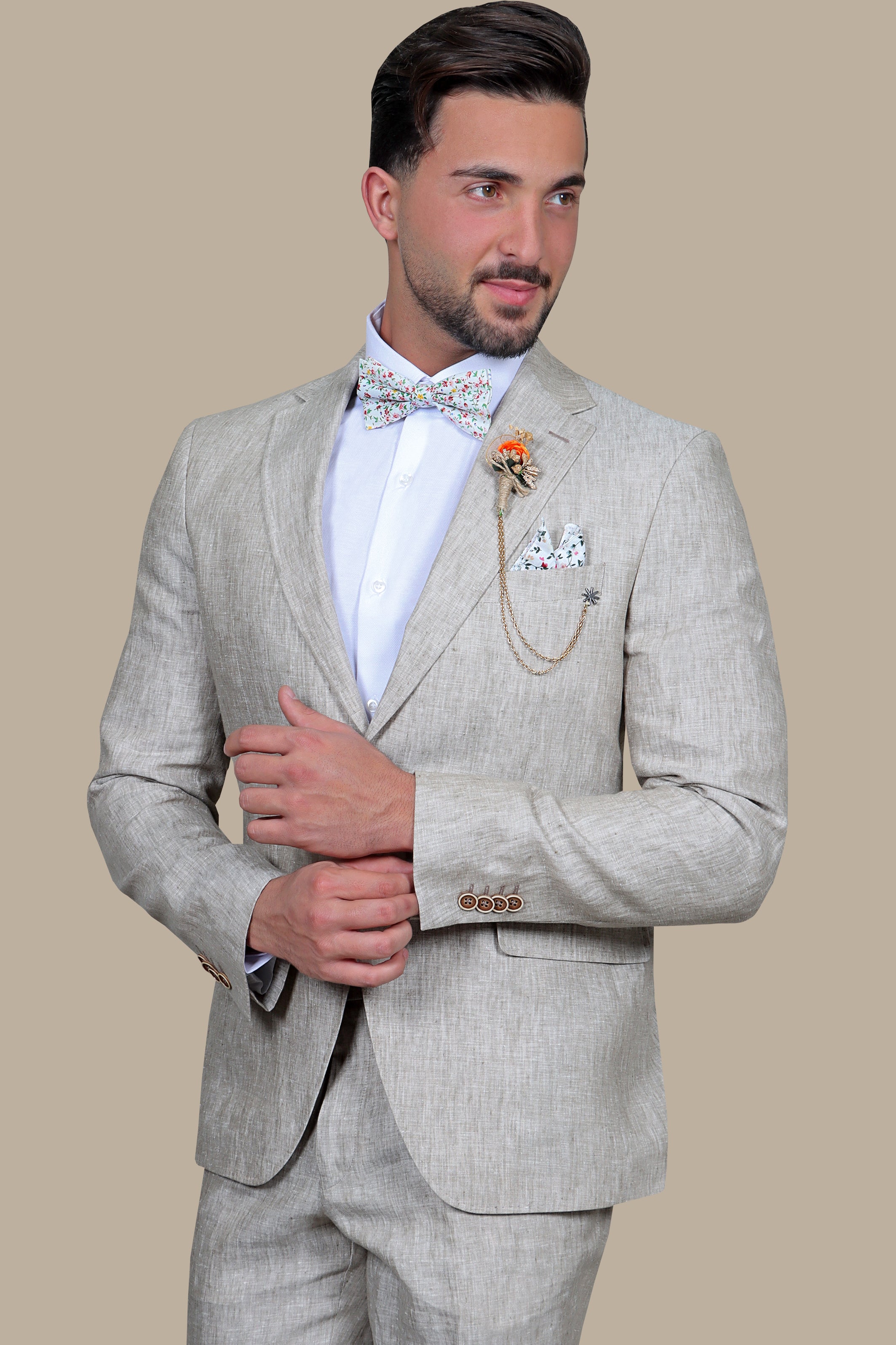 Beige Bliss: Linen Suit Perfection