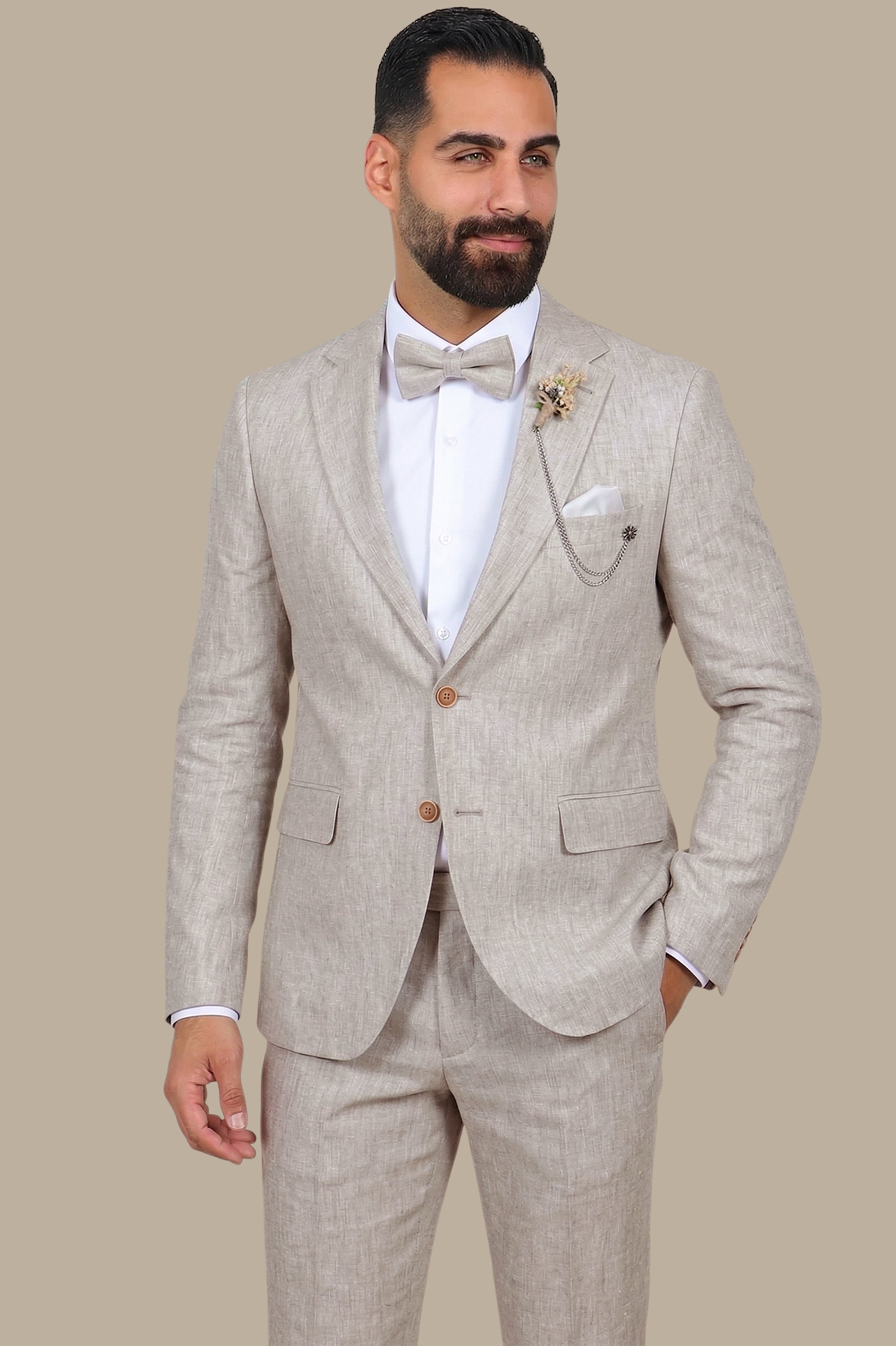 Beige Bliss: Linen Suit Perfection