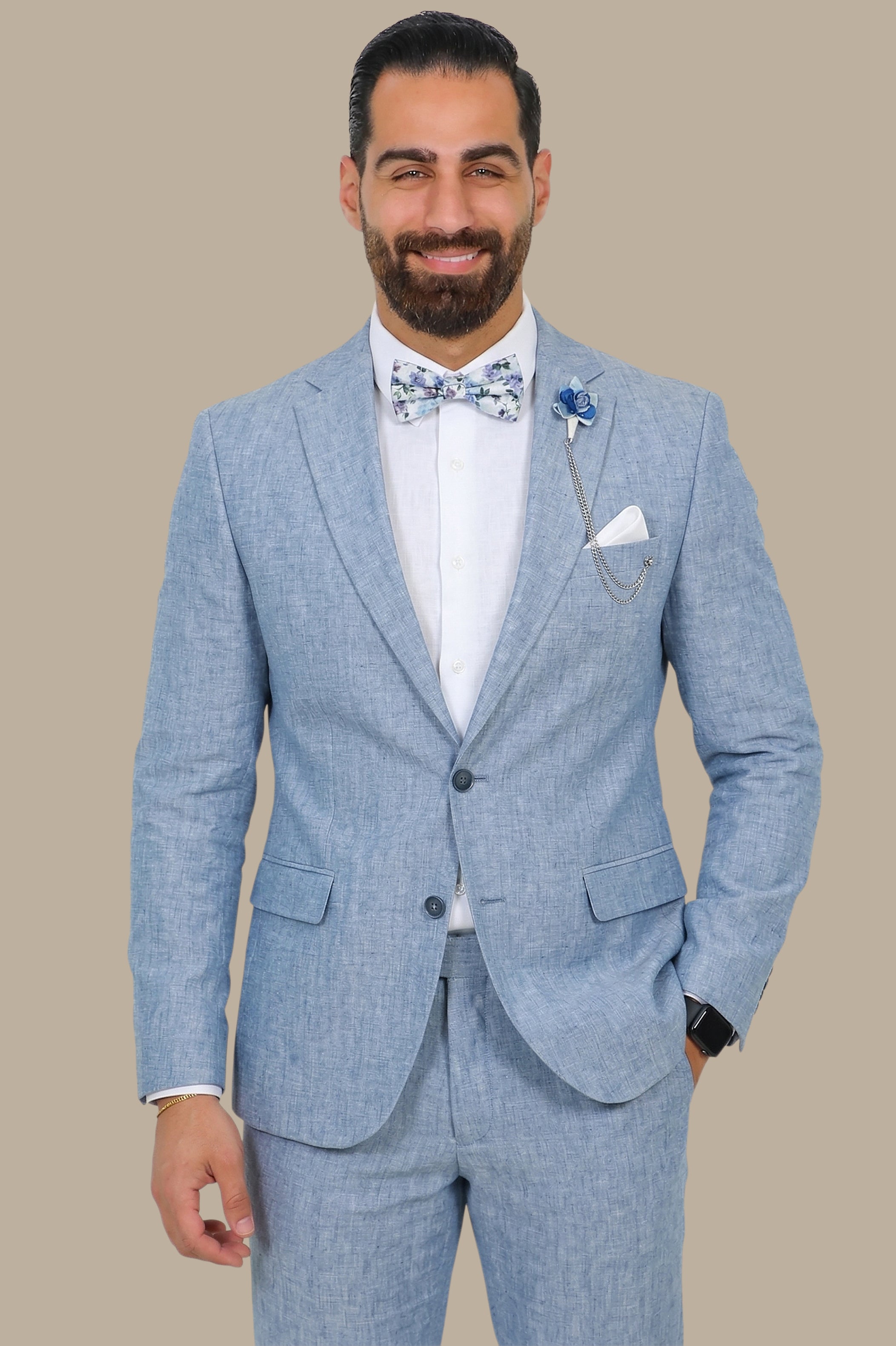 Light Blue Linen Suit