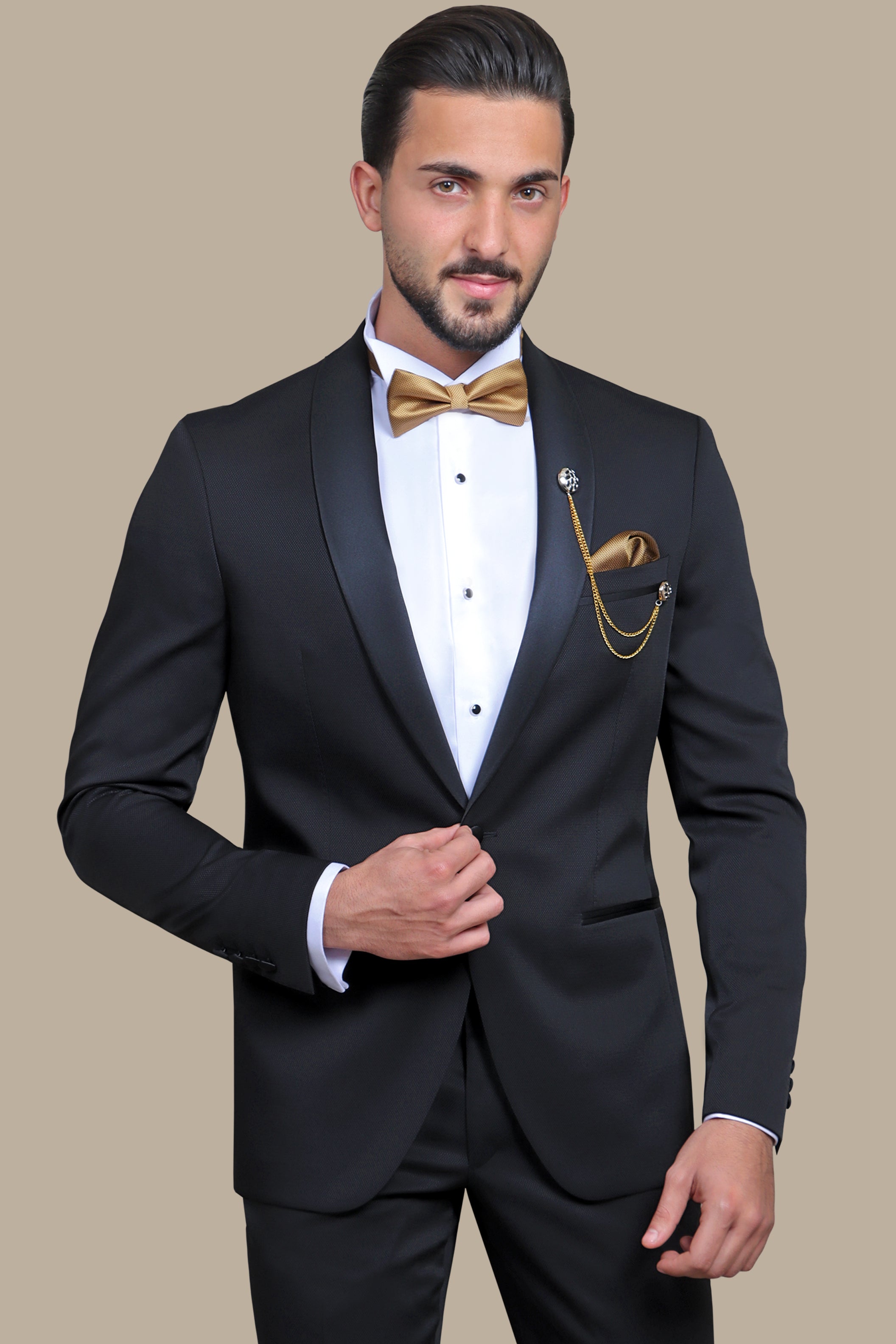 Black Pique Shawl Collar Tuxedo