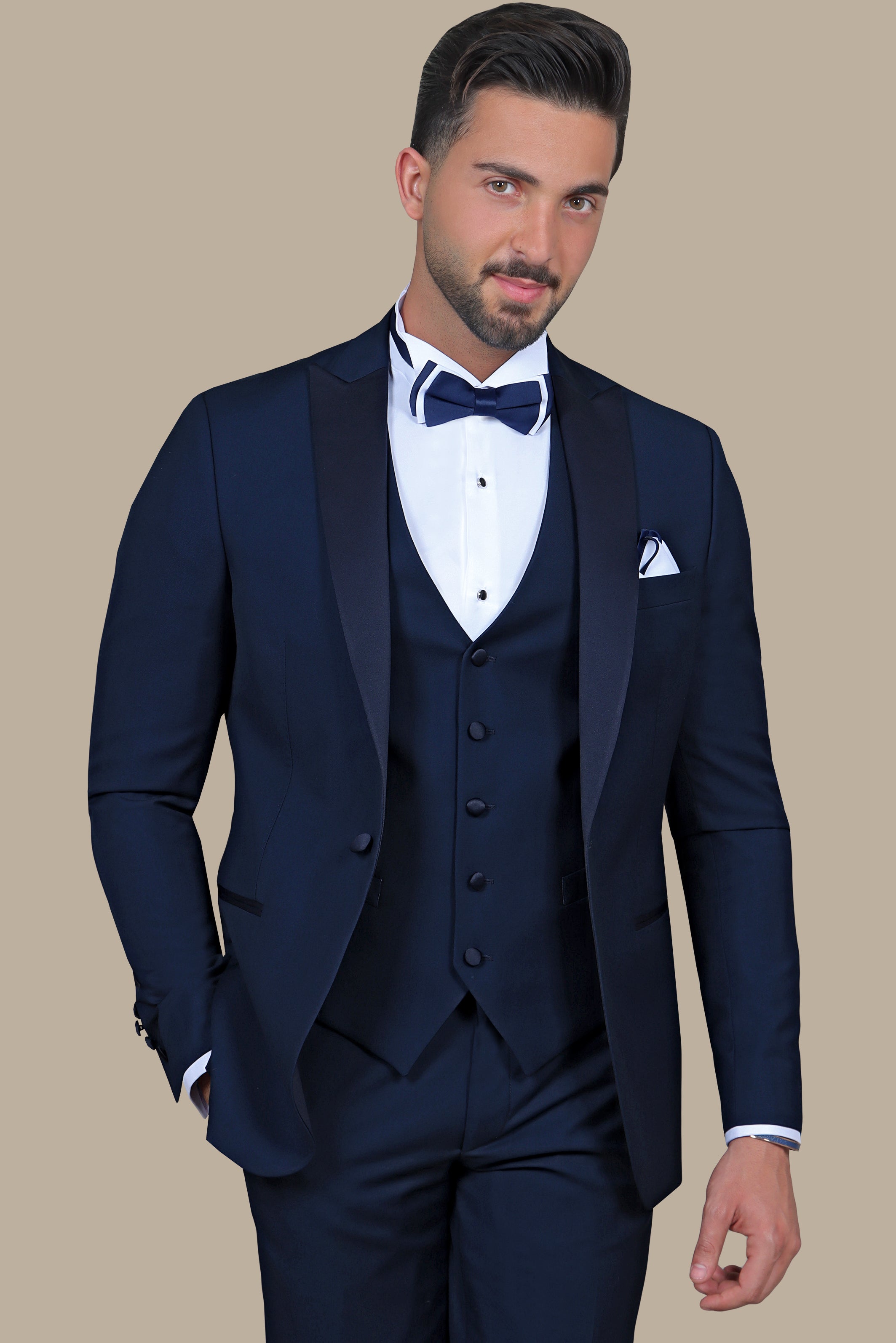 Classic Light Navy Tuxedo Peak 3-Piece Set