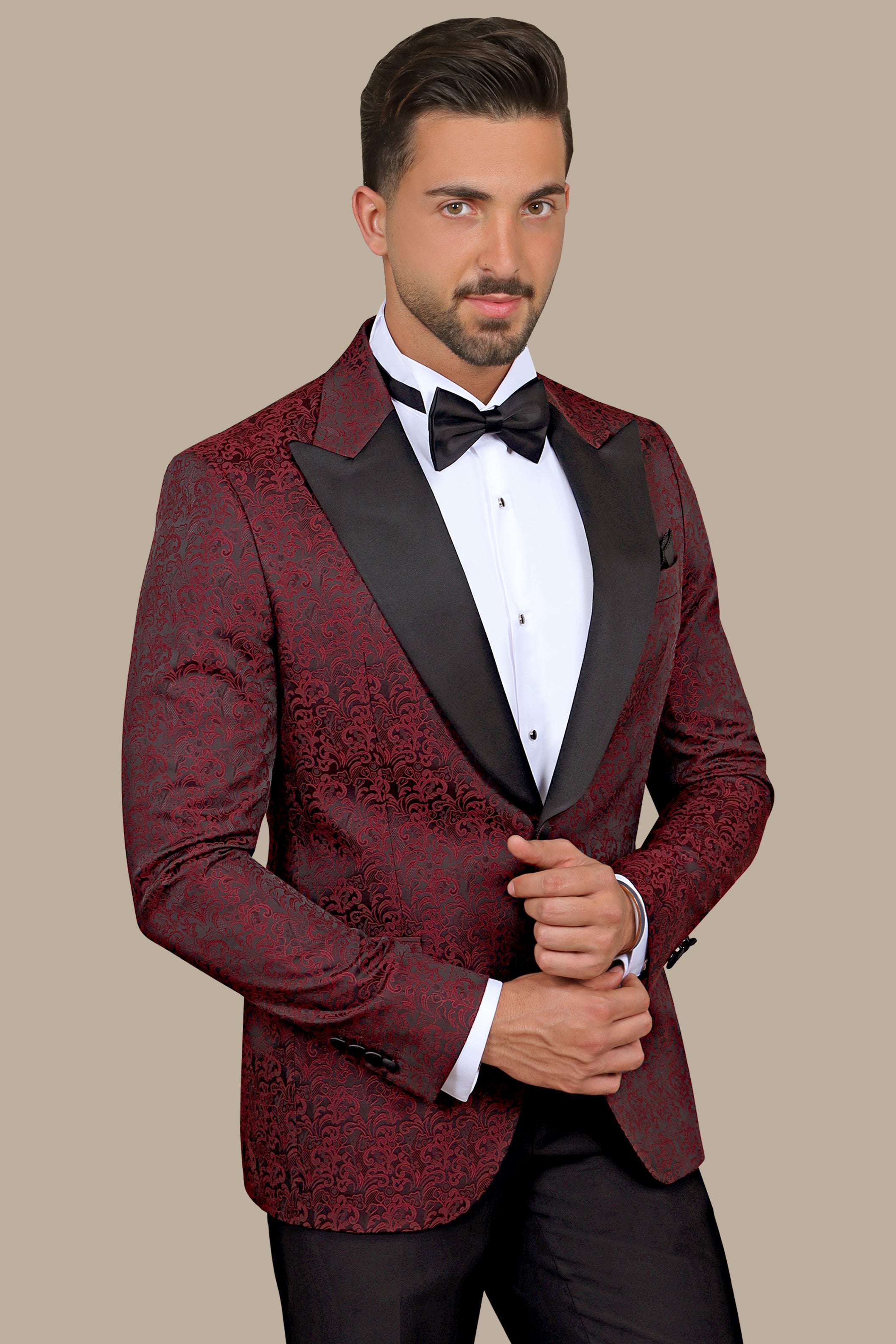 Burgundy Leaf Tuxedo FV: Elegant & Stylish