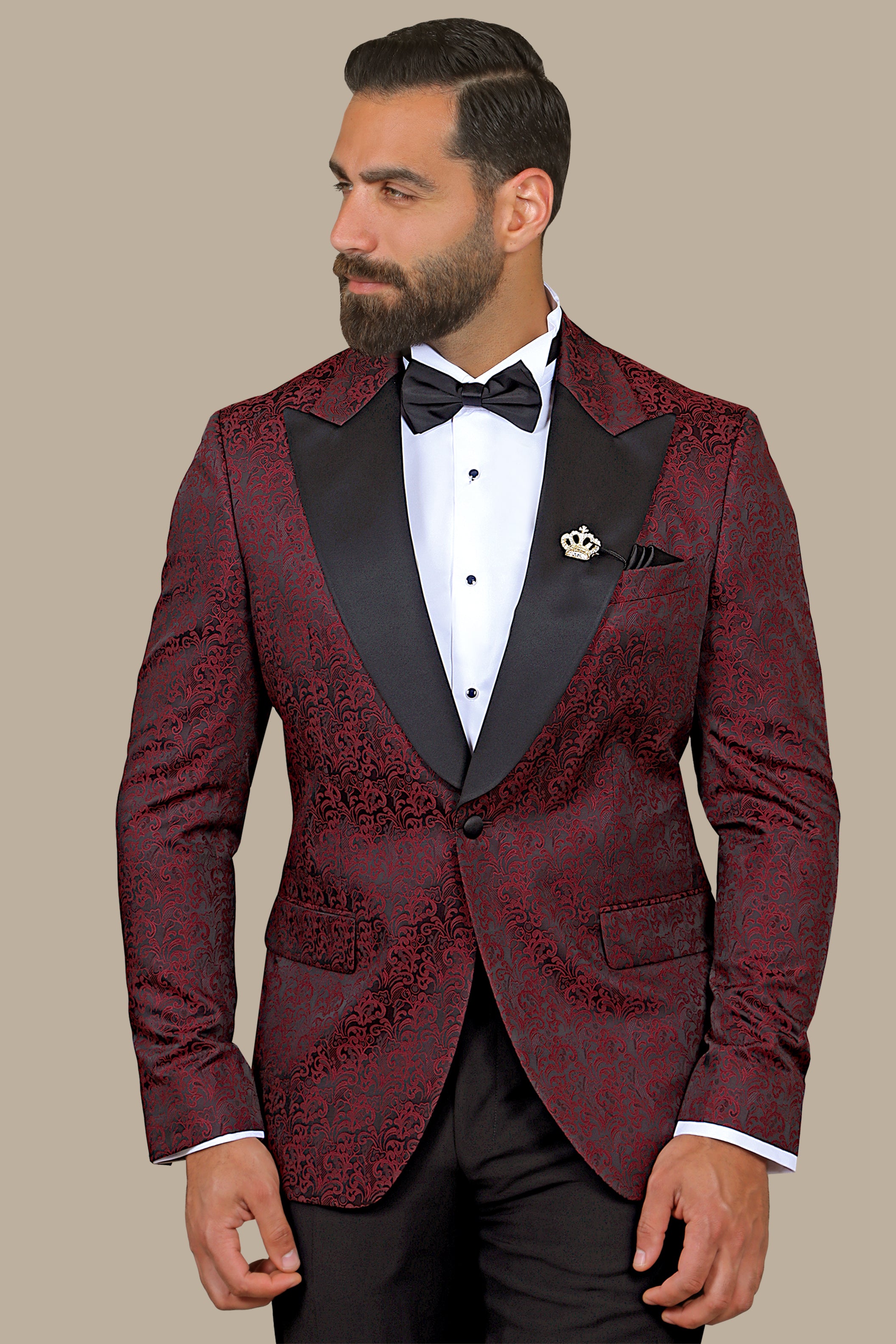 Burgundy Leaf Tuxedo FV: Elegant & Stylish