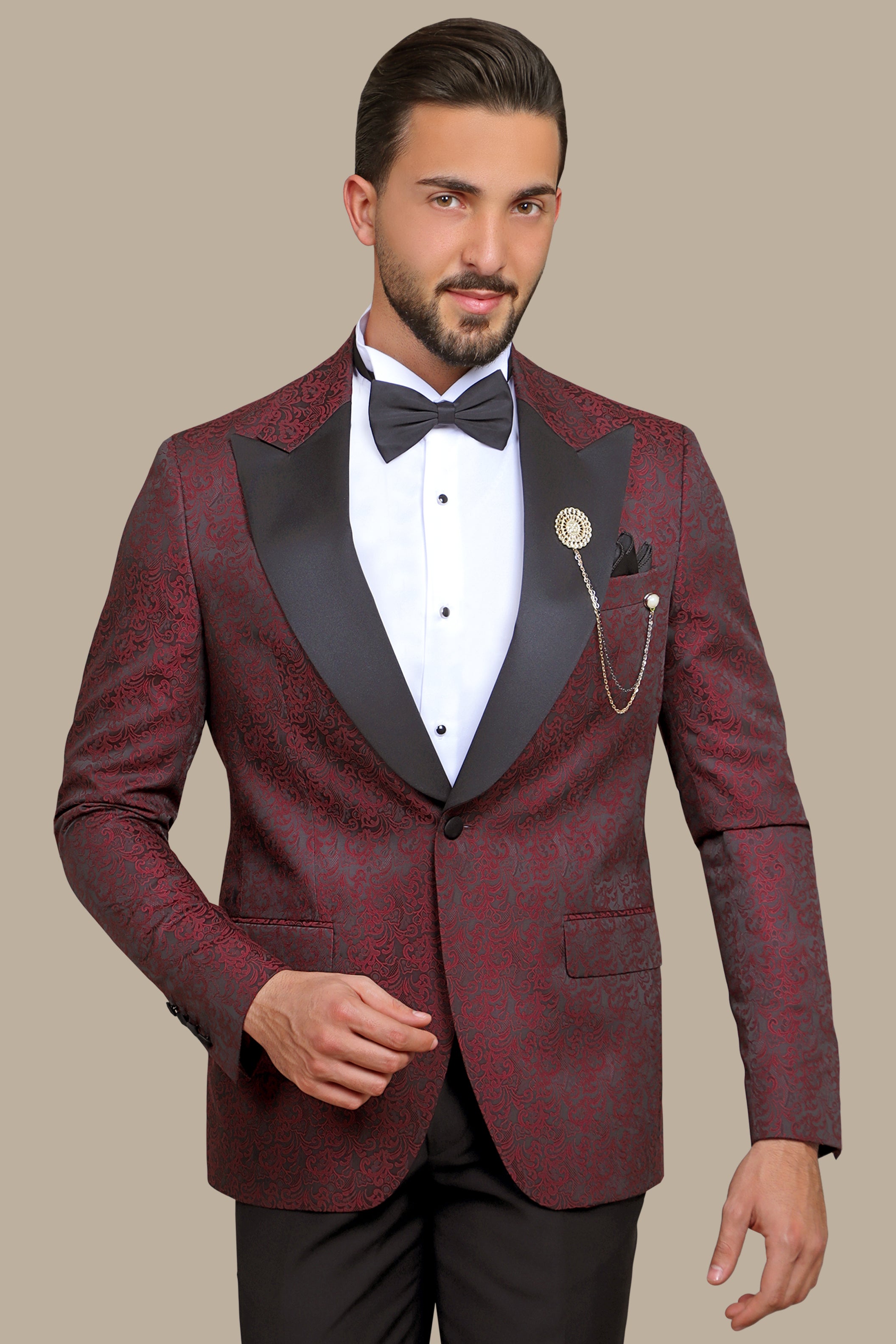 Burgundy Leaf Tuxedo FV: Elegant & Stylish