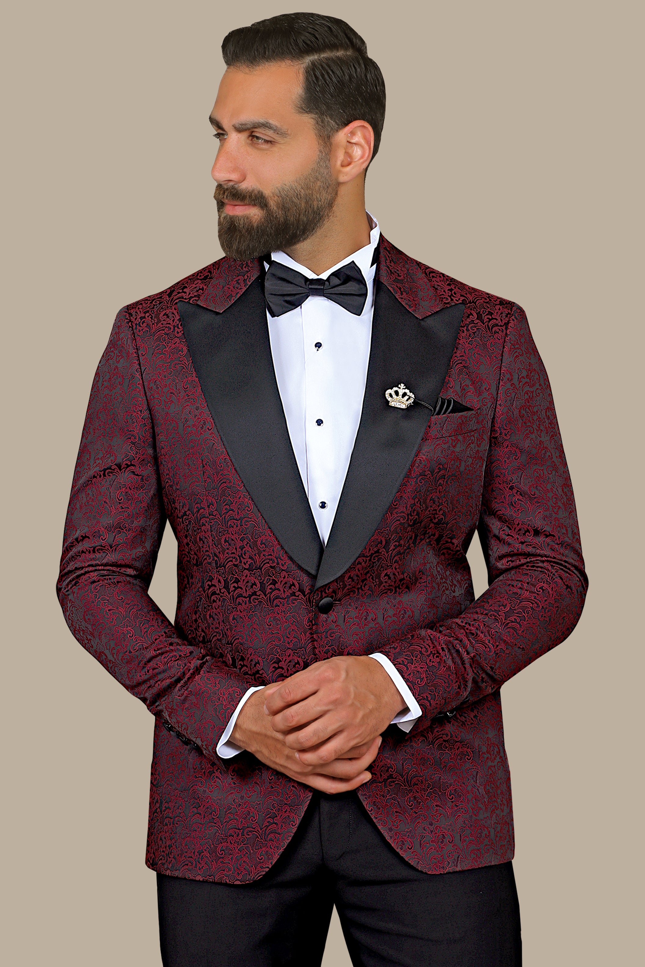 Burgundy Leaf Tuxedo FV: Elegant & Stylish