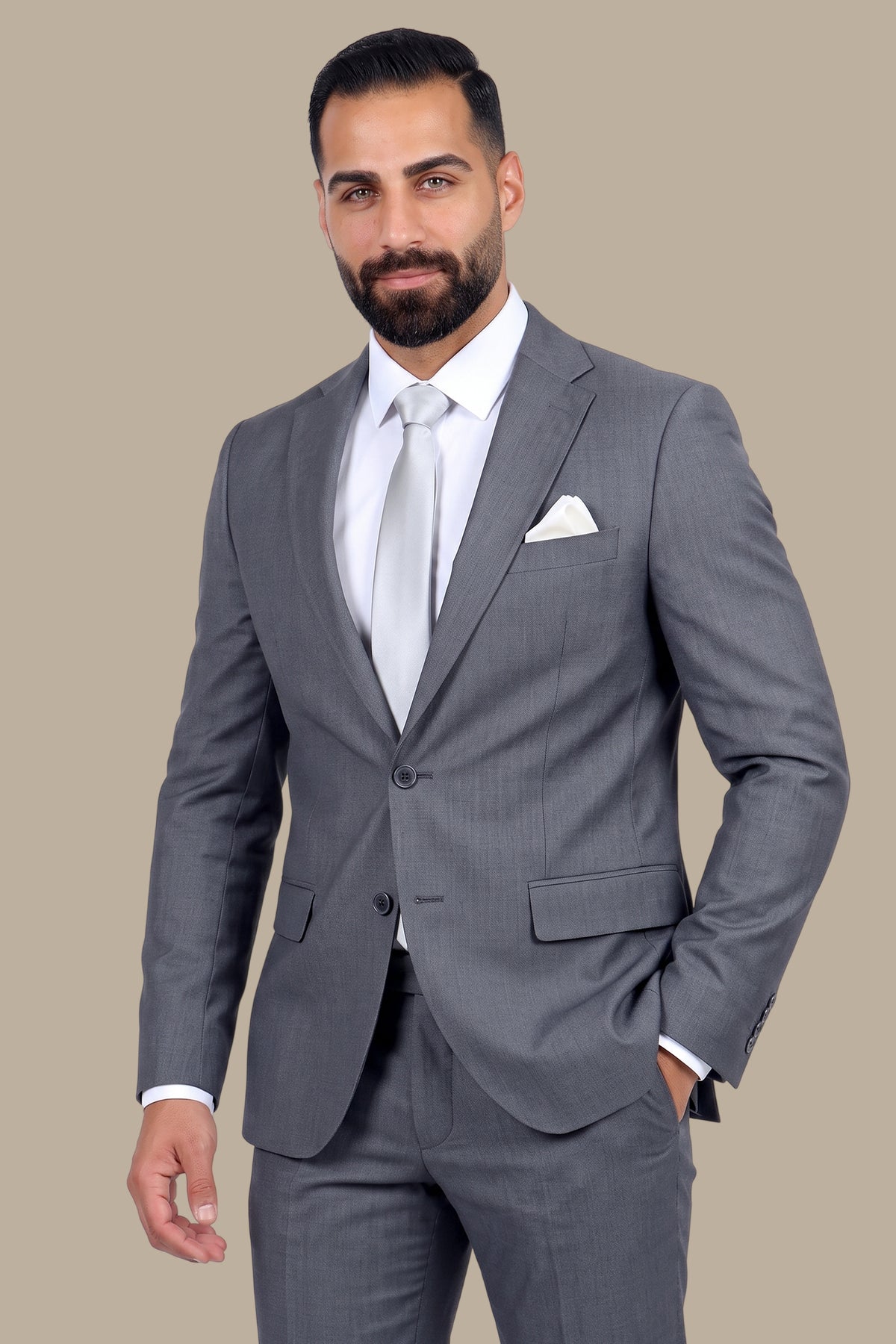 Refined Simplicity: Dark Grey Drop 8 Notch Suit