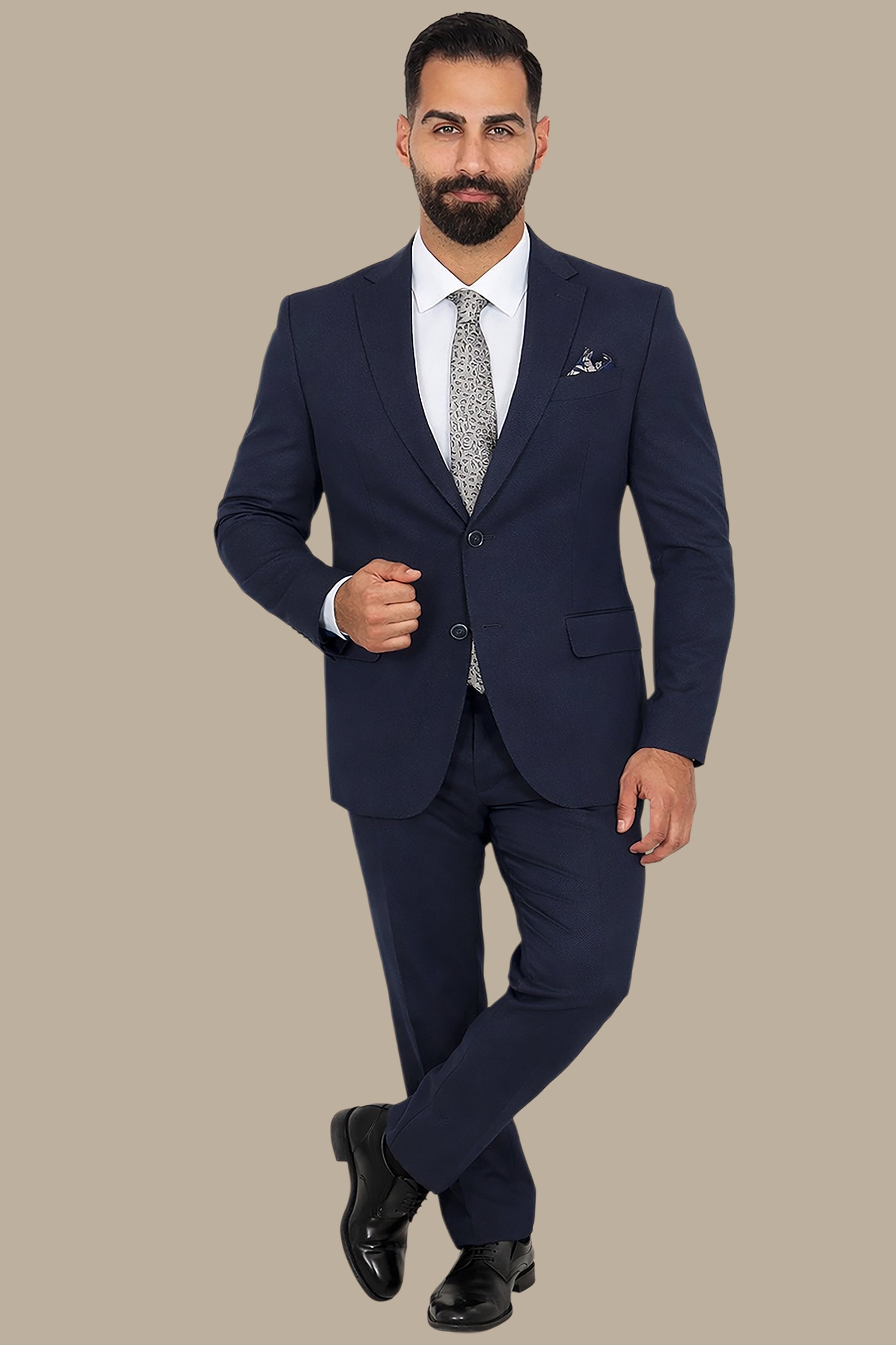 Classic Elegance: Navy Notch Lapel Suit