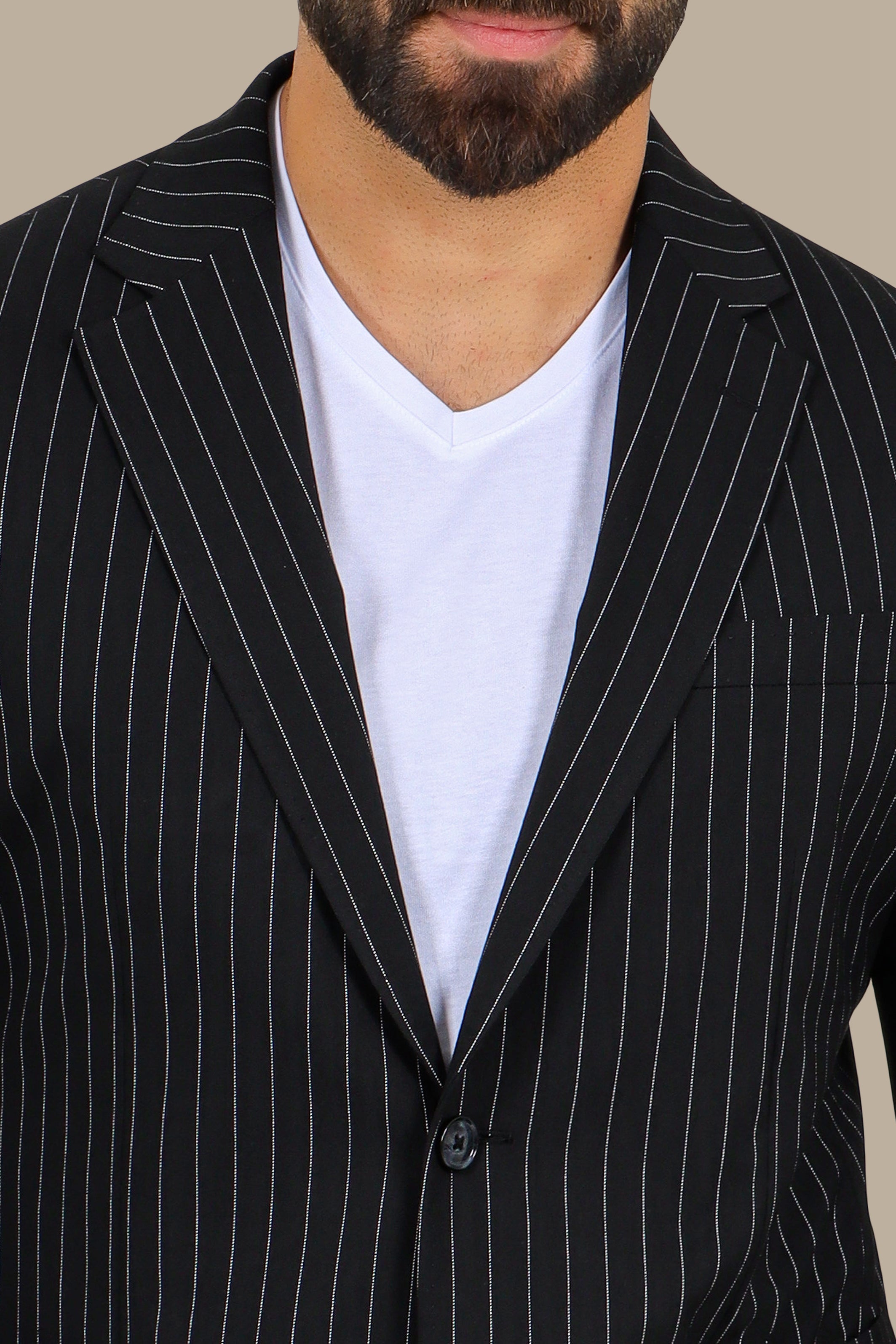 Travel Suit Pinstripe Notch Lapel