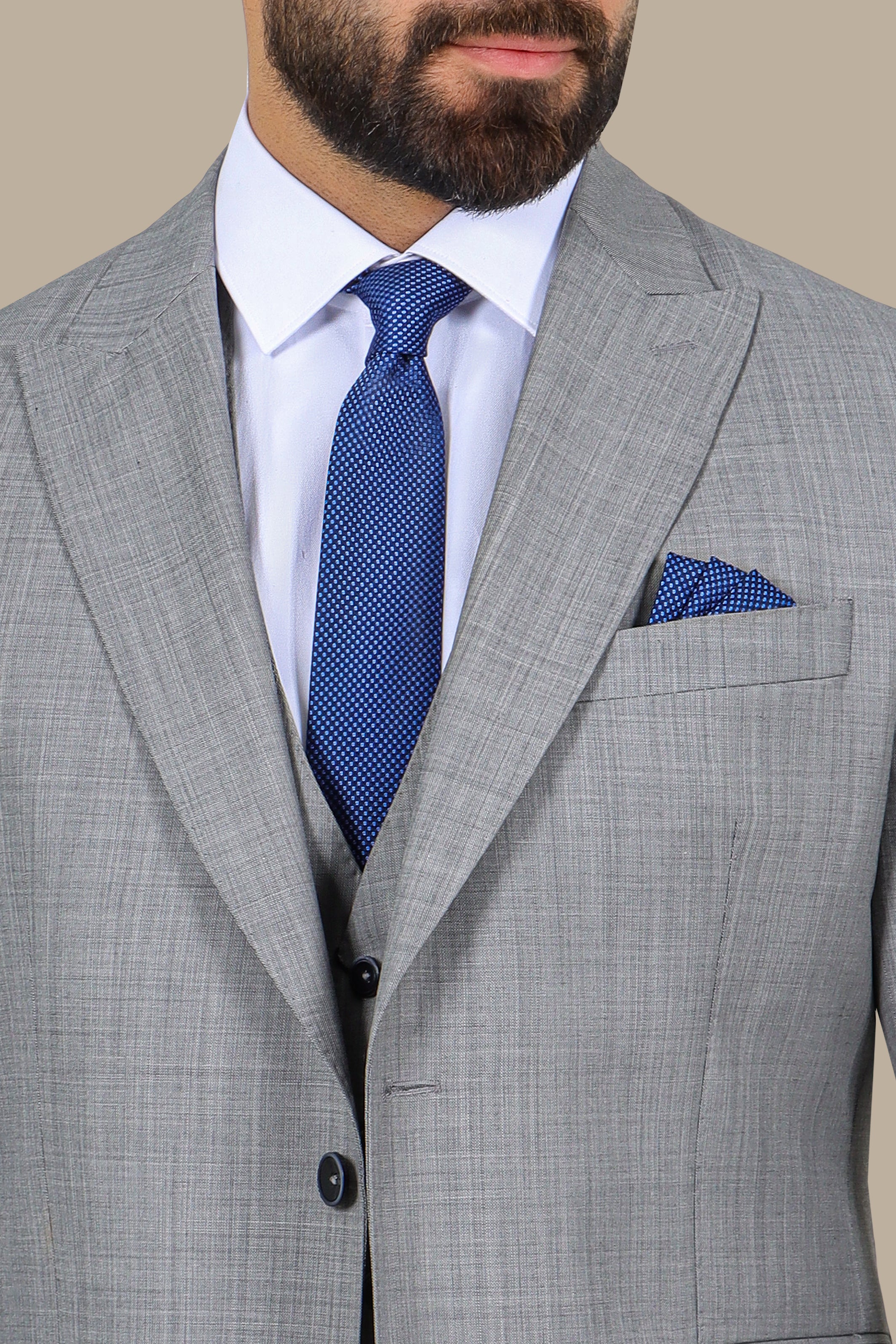 Light Grey Wool 3-Piece Suit