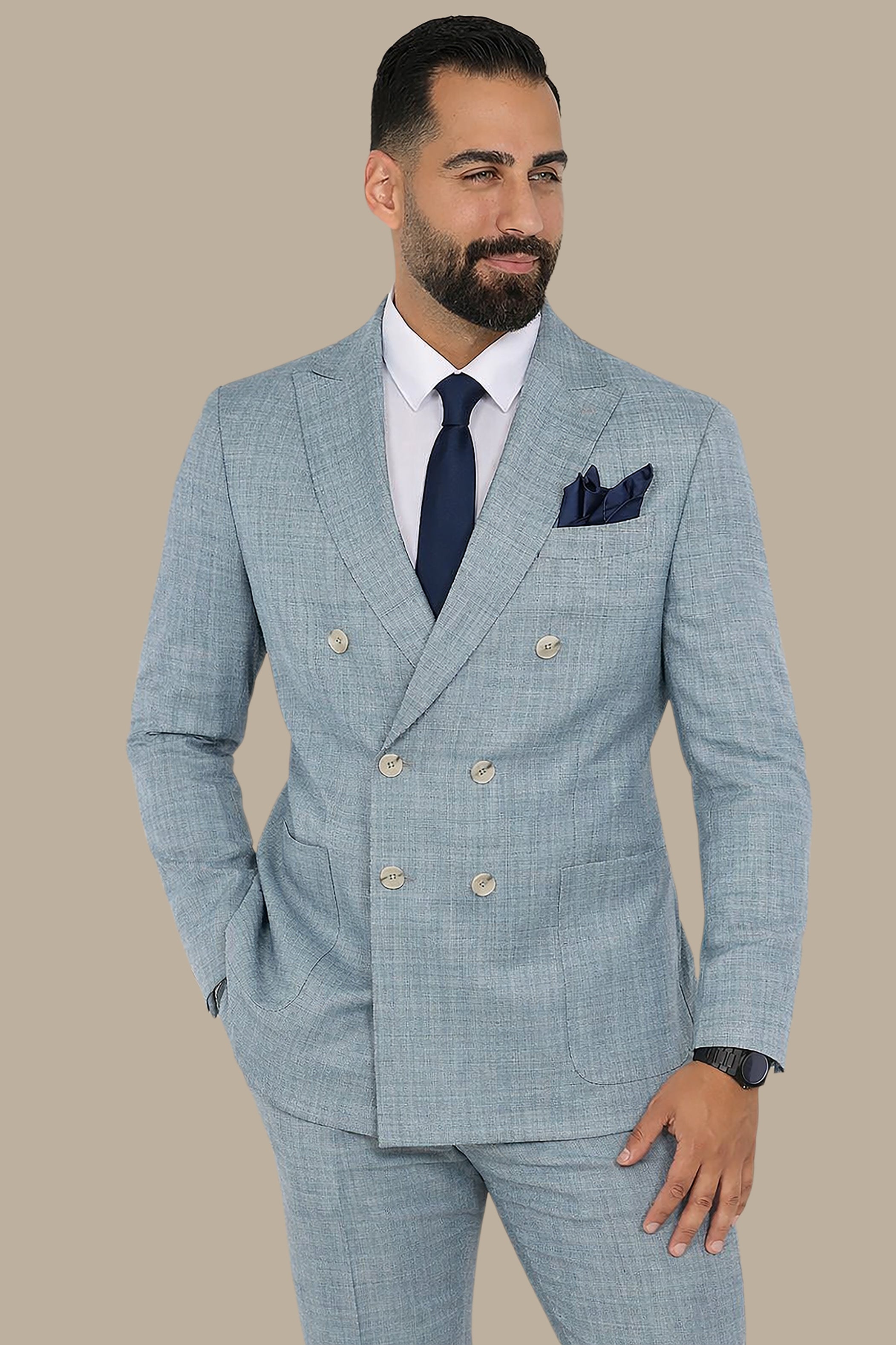 Double-Breasted Suit with Patch Pockets