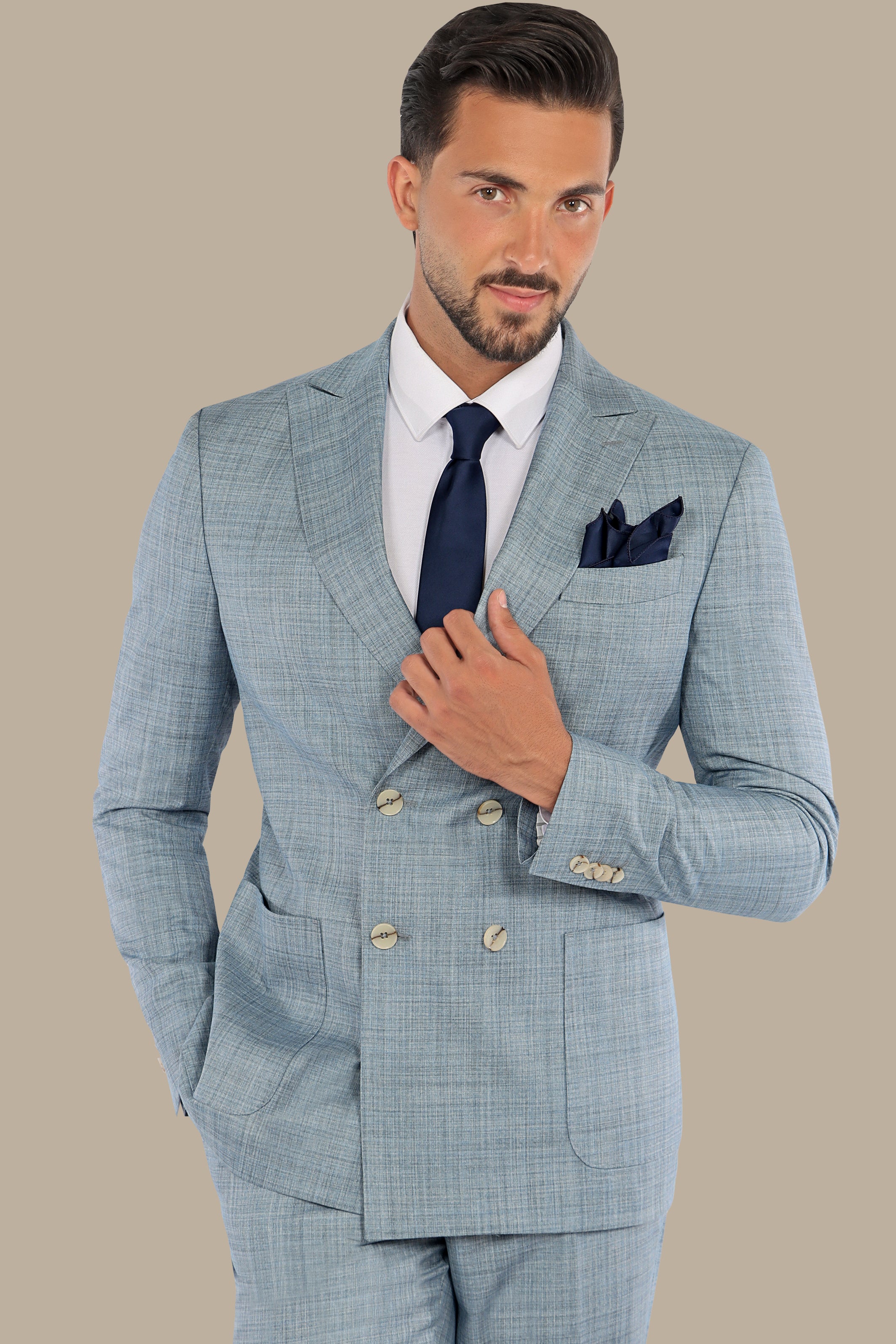 Double-Breasted Suit with Patch Pockets