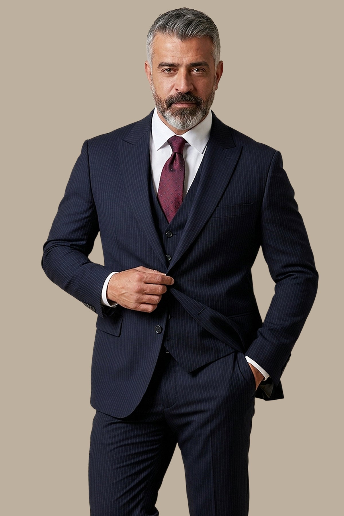 Suit Wool Stripe Regular 3Pcs