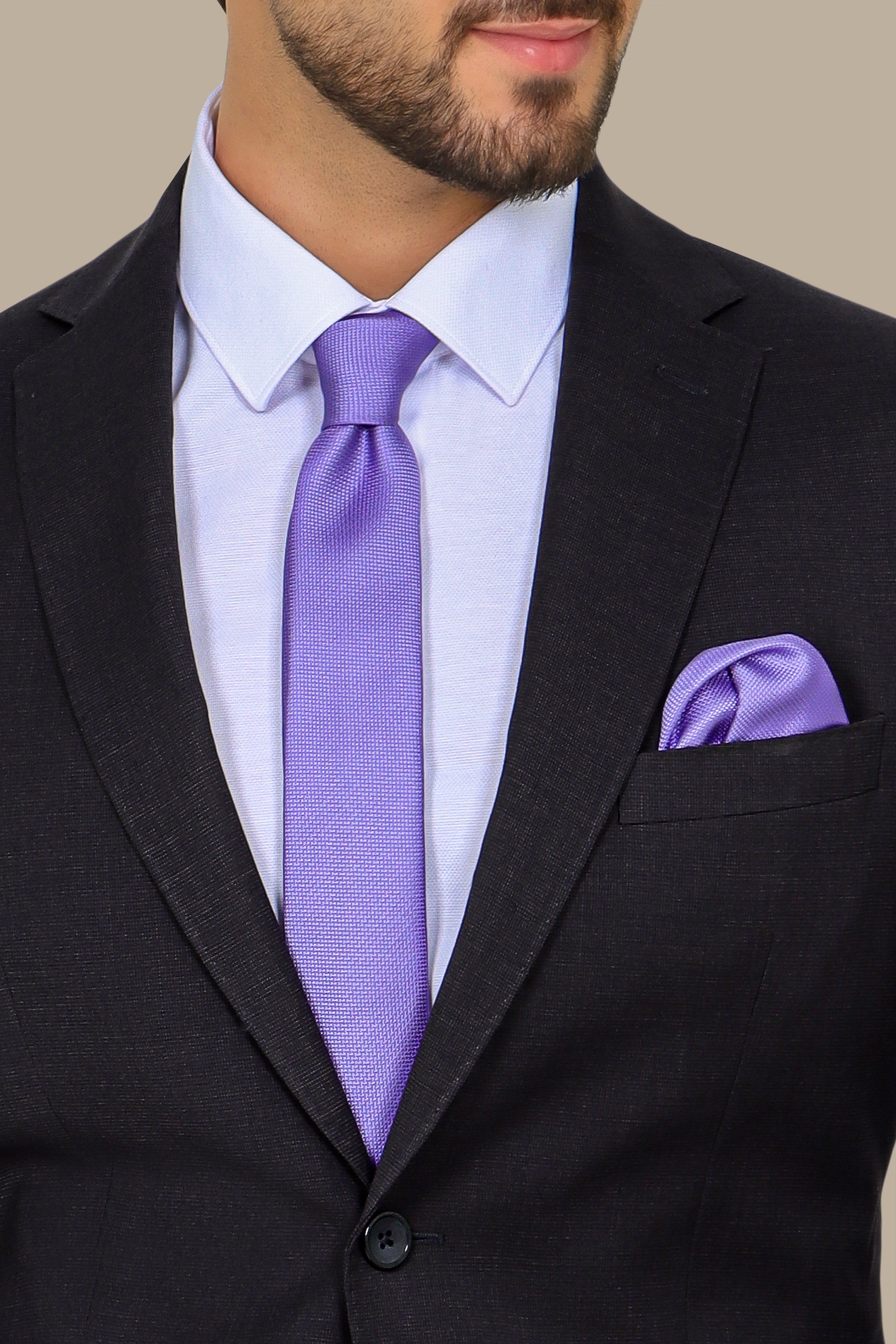 Black Structured Suit with Notch Lapel - 2 Piece