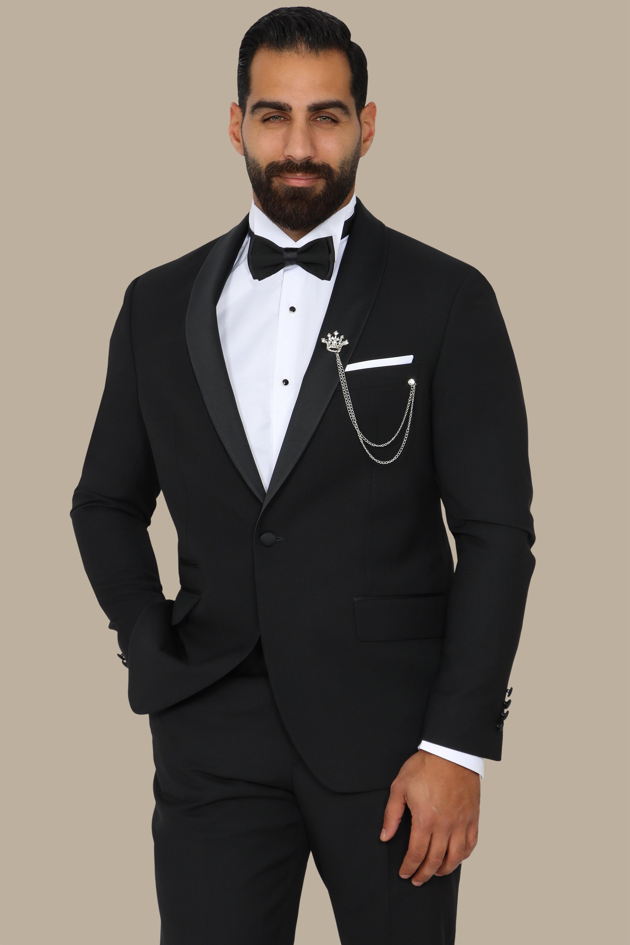 Black Col Chal Structured Tuxedo