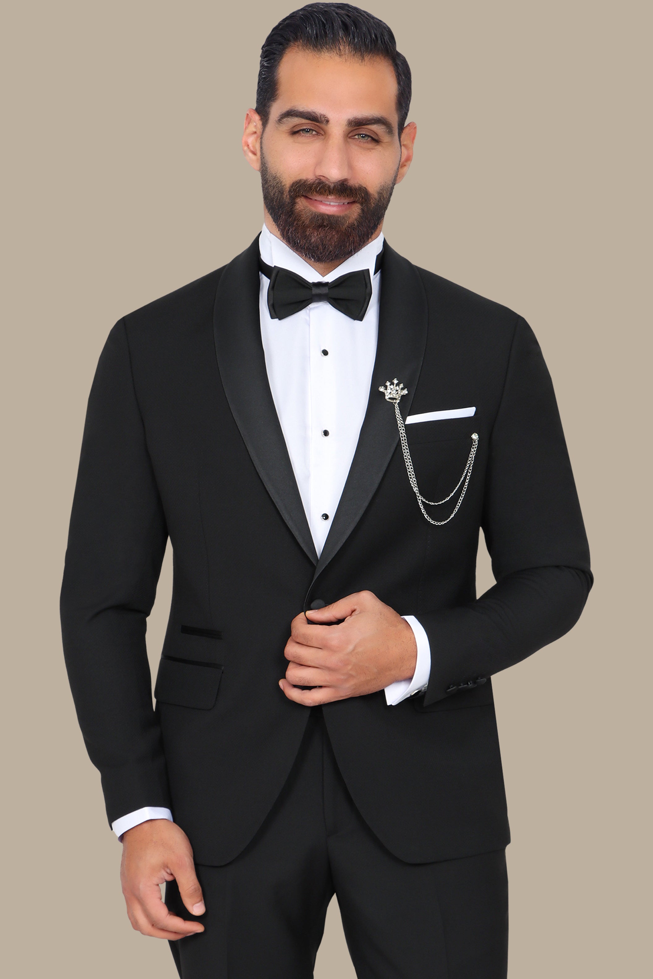 Black Col Chal Structured Tuxedo