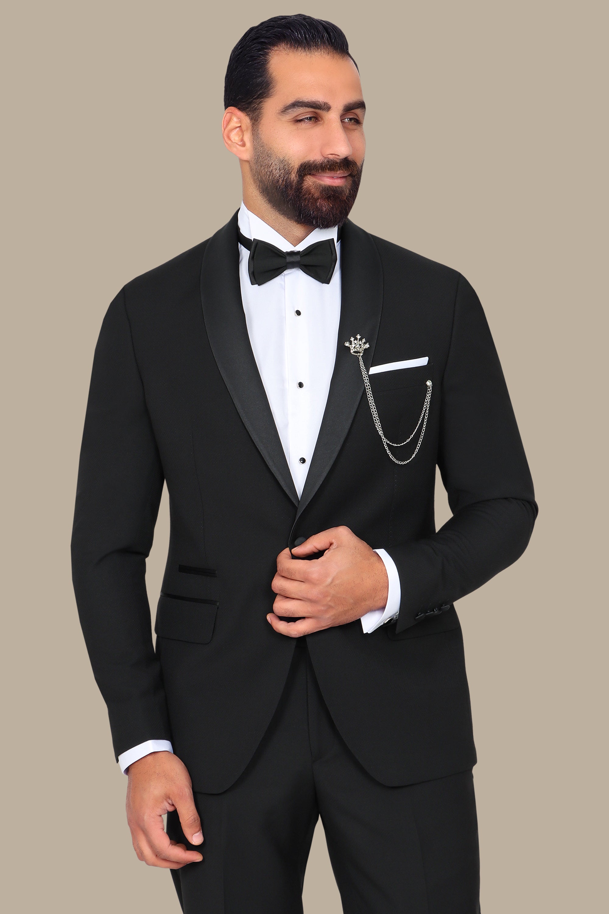 Black Col Chal Structured Tuxedo