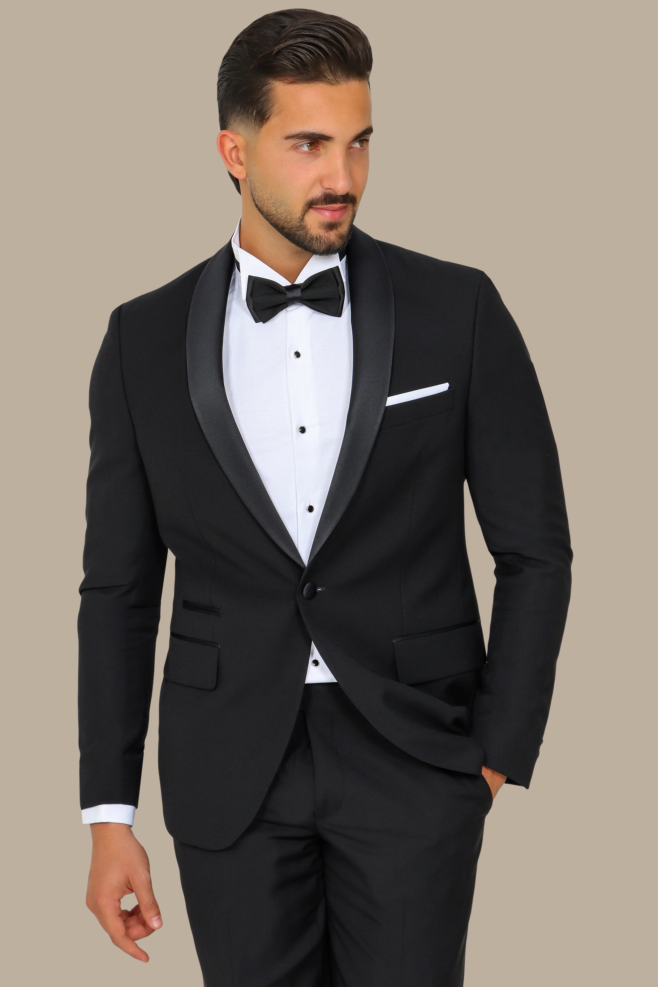 Black Col Chal Structured Tuxedo