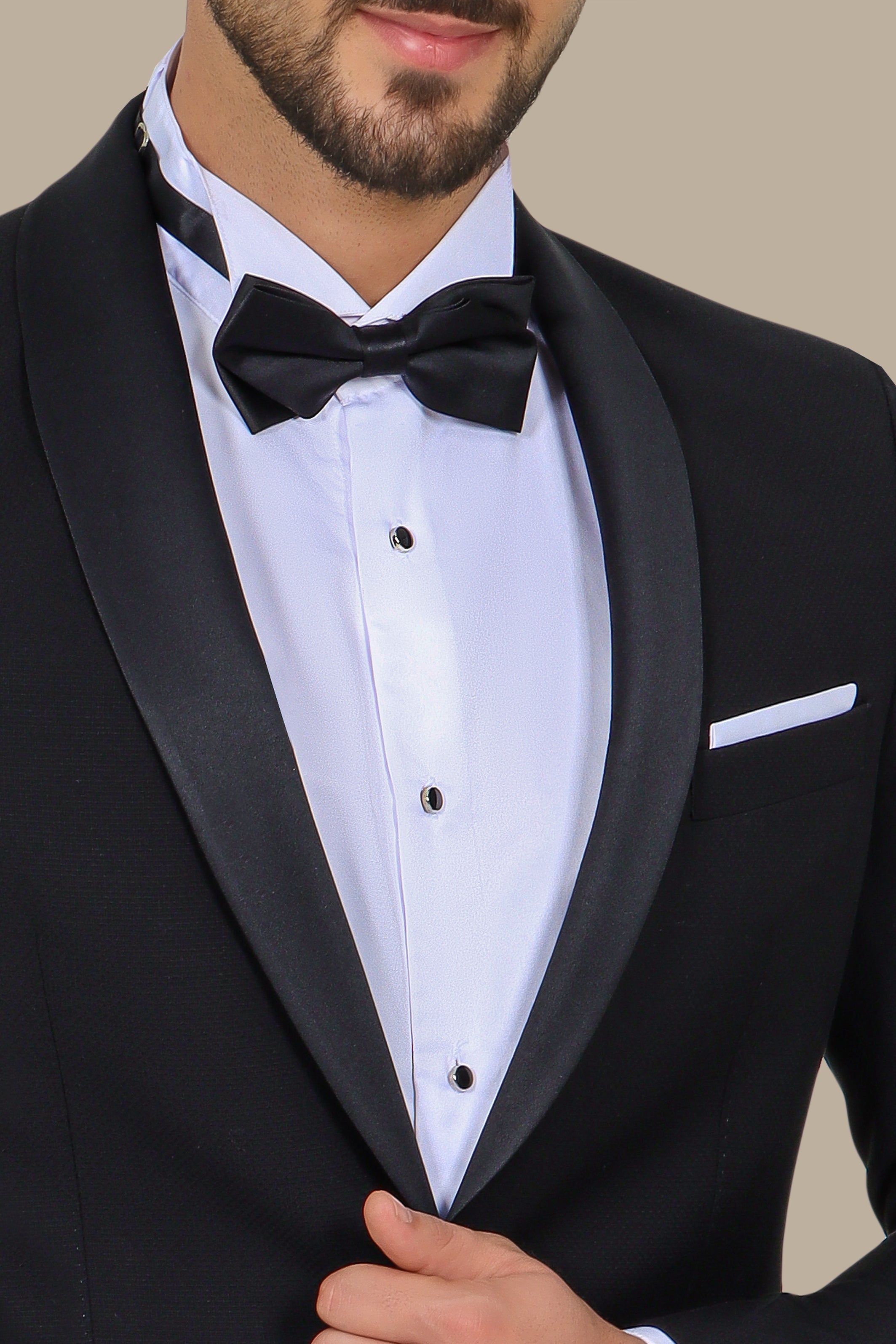 Black Col Chal Structured Tuxedo
