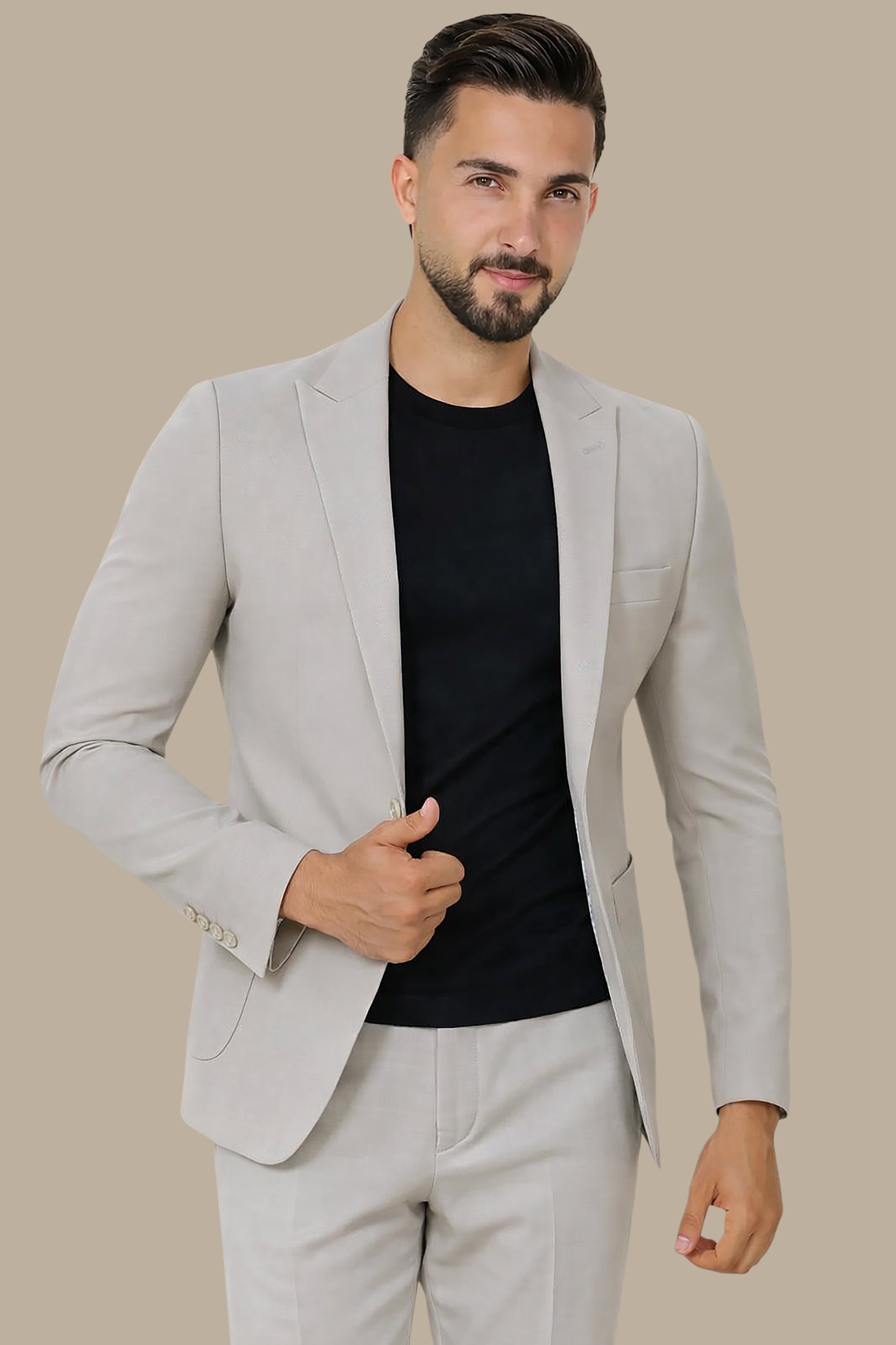 Light Olive Notch Lapel Travel Suit – 2-Piece
