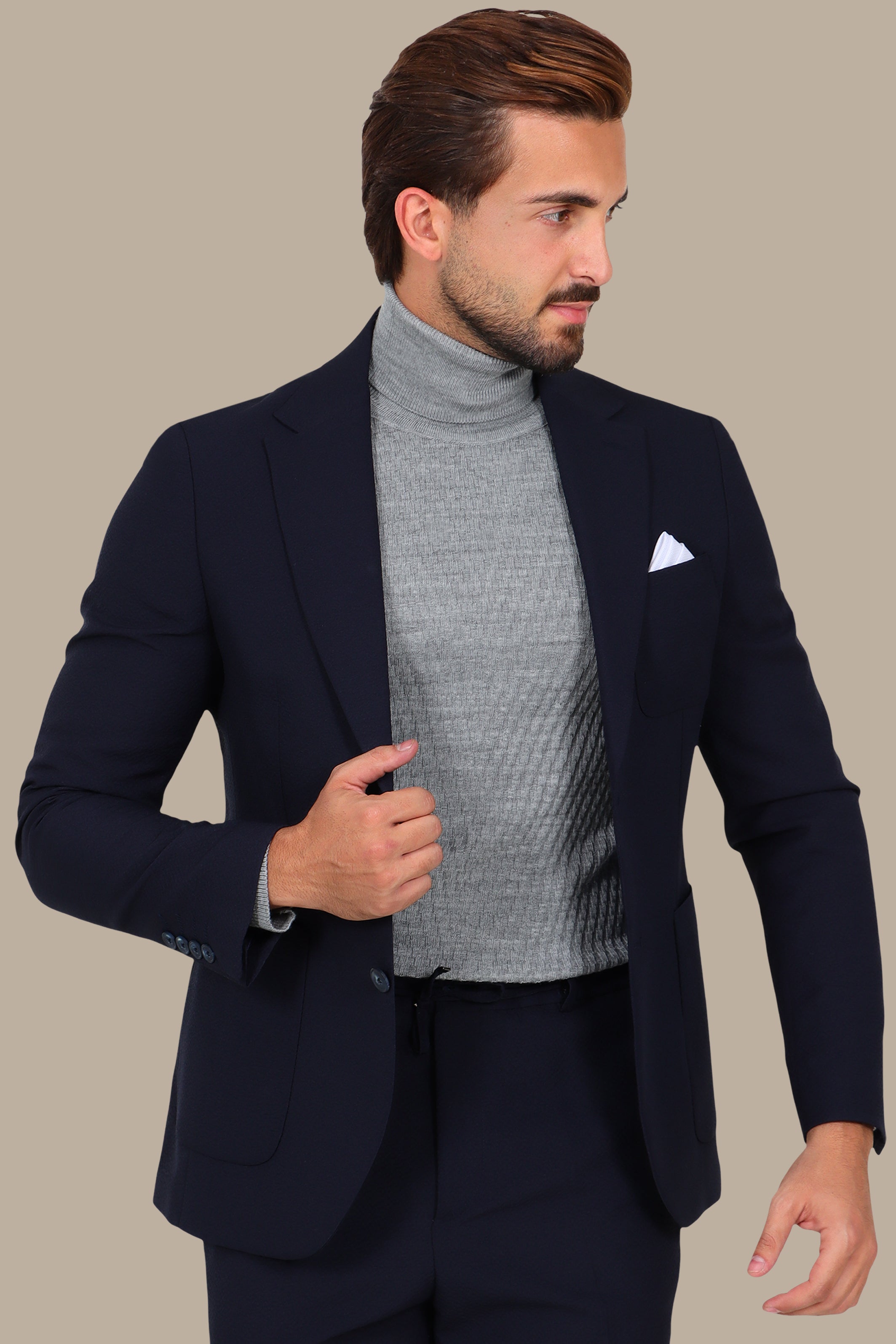 Navy 2-Piece Travel Notch Lapel Suit