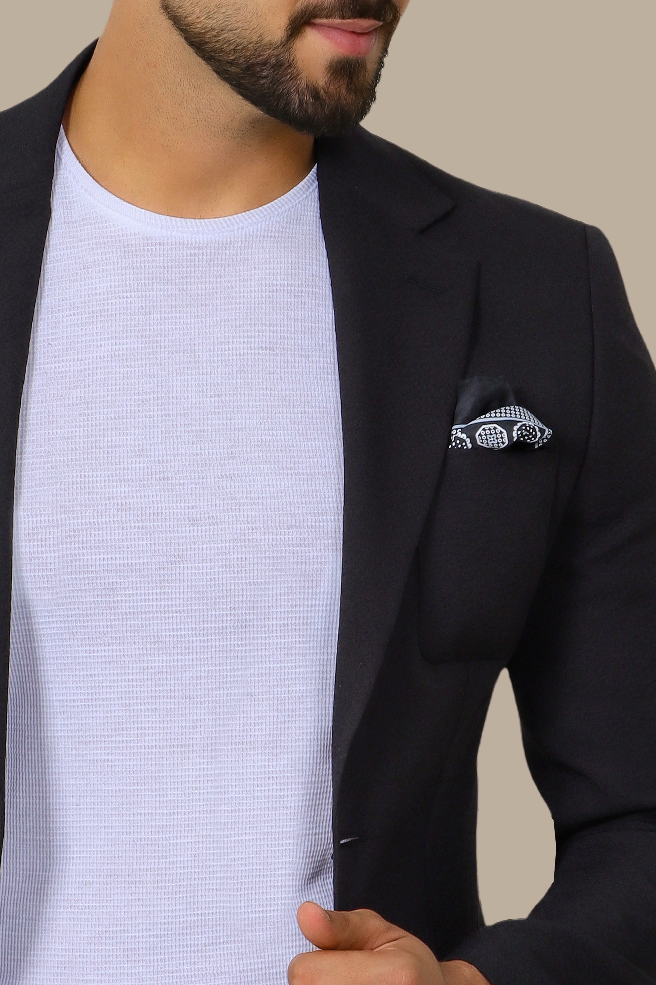 Jet Black Notch Lapel Travel Suit – 2-Piece