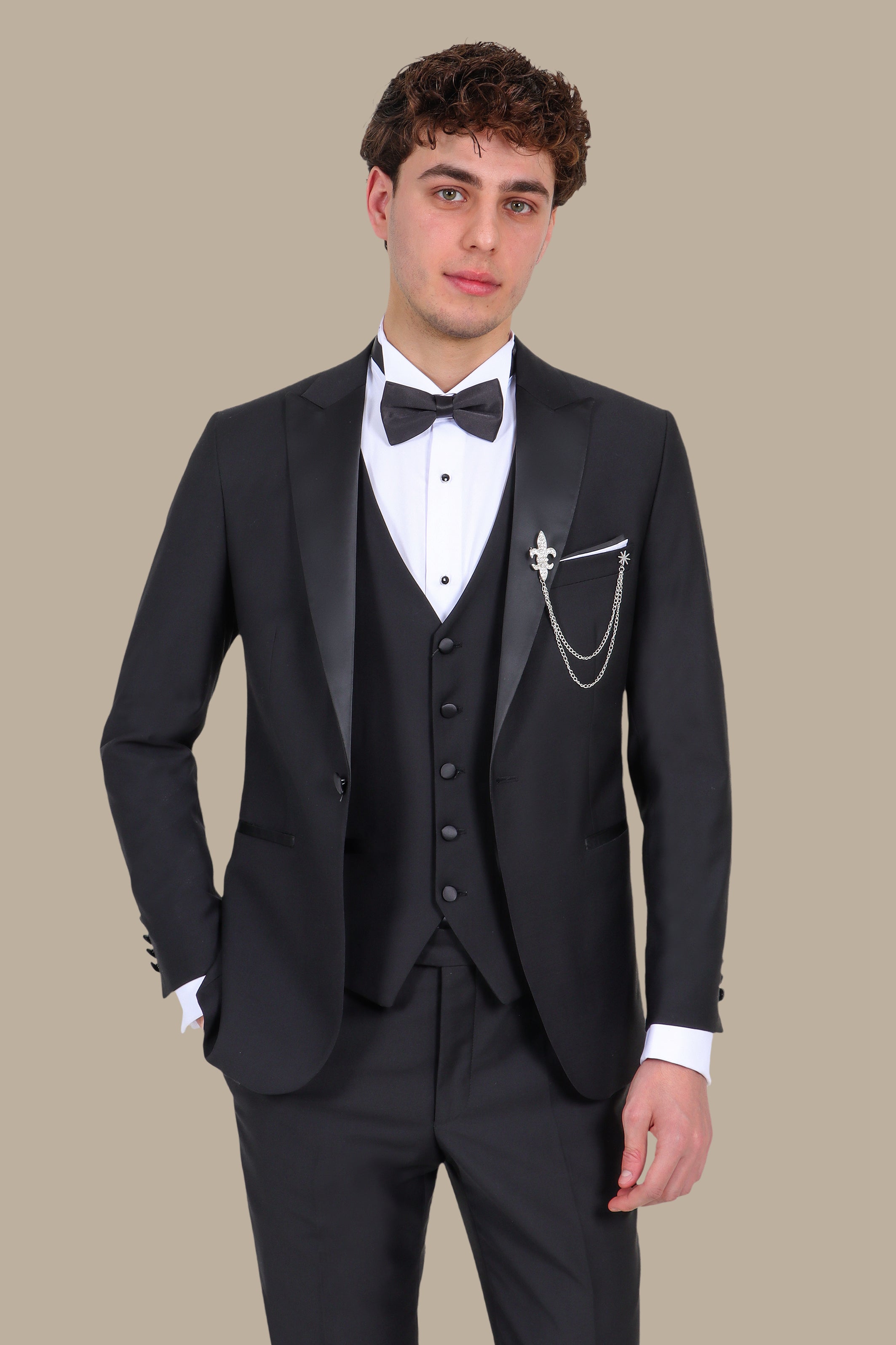 6 Pieces Tuxedo Peak Lapel Black