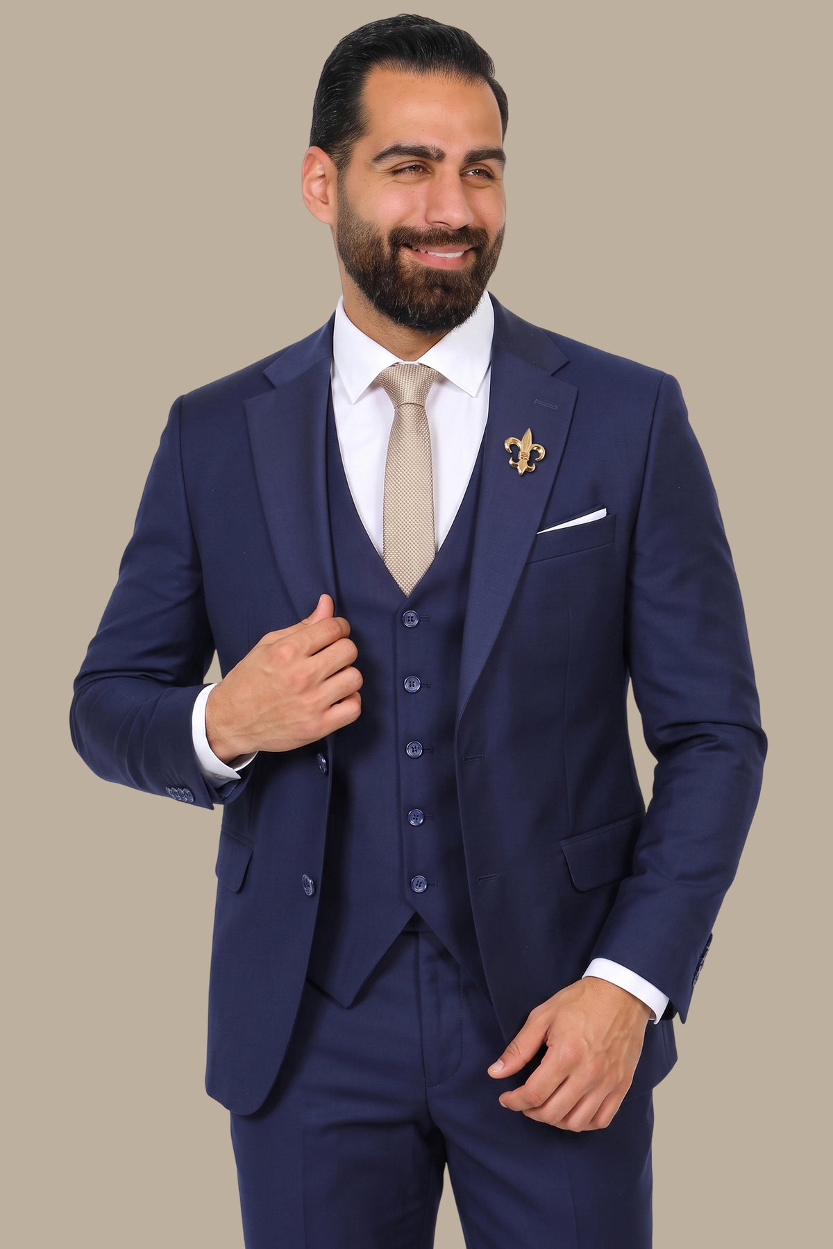 3-Piece Classic Slim Fit Suit with Notch Lapel