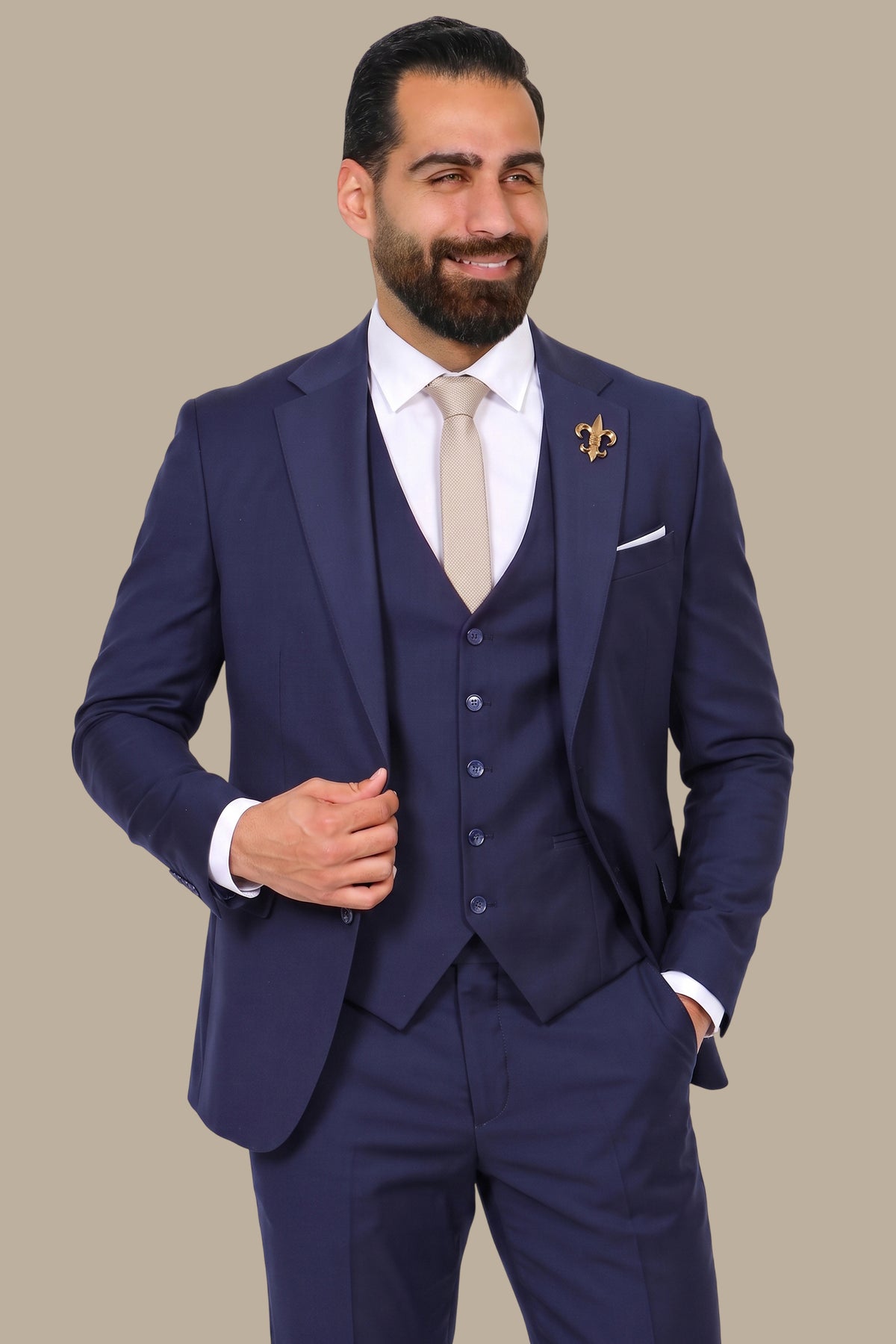 3-Piece Classic Slim Fit Suit with Notch Lapel