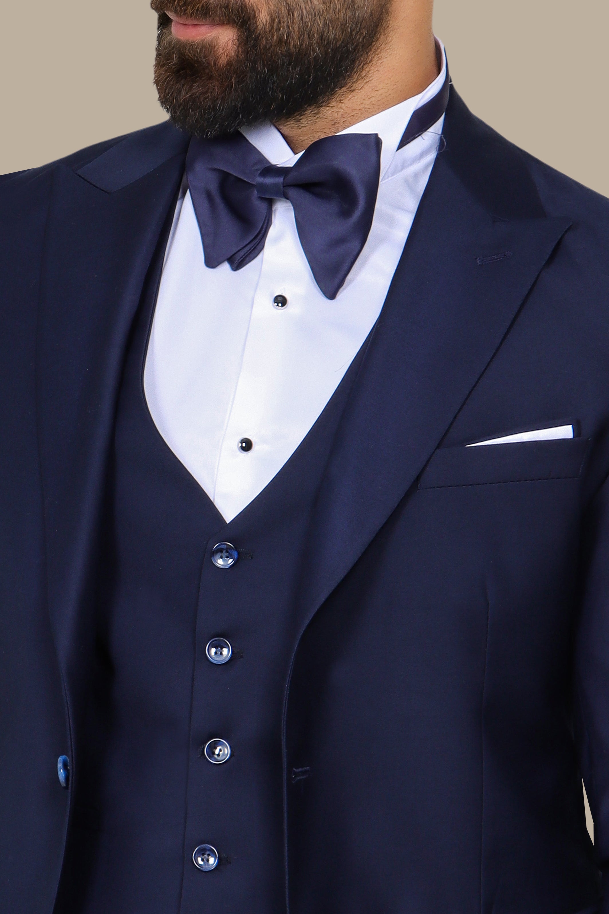 Navy 3-Piece Classic Slim Fit Suit with Peak Lapel