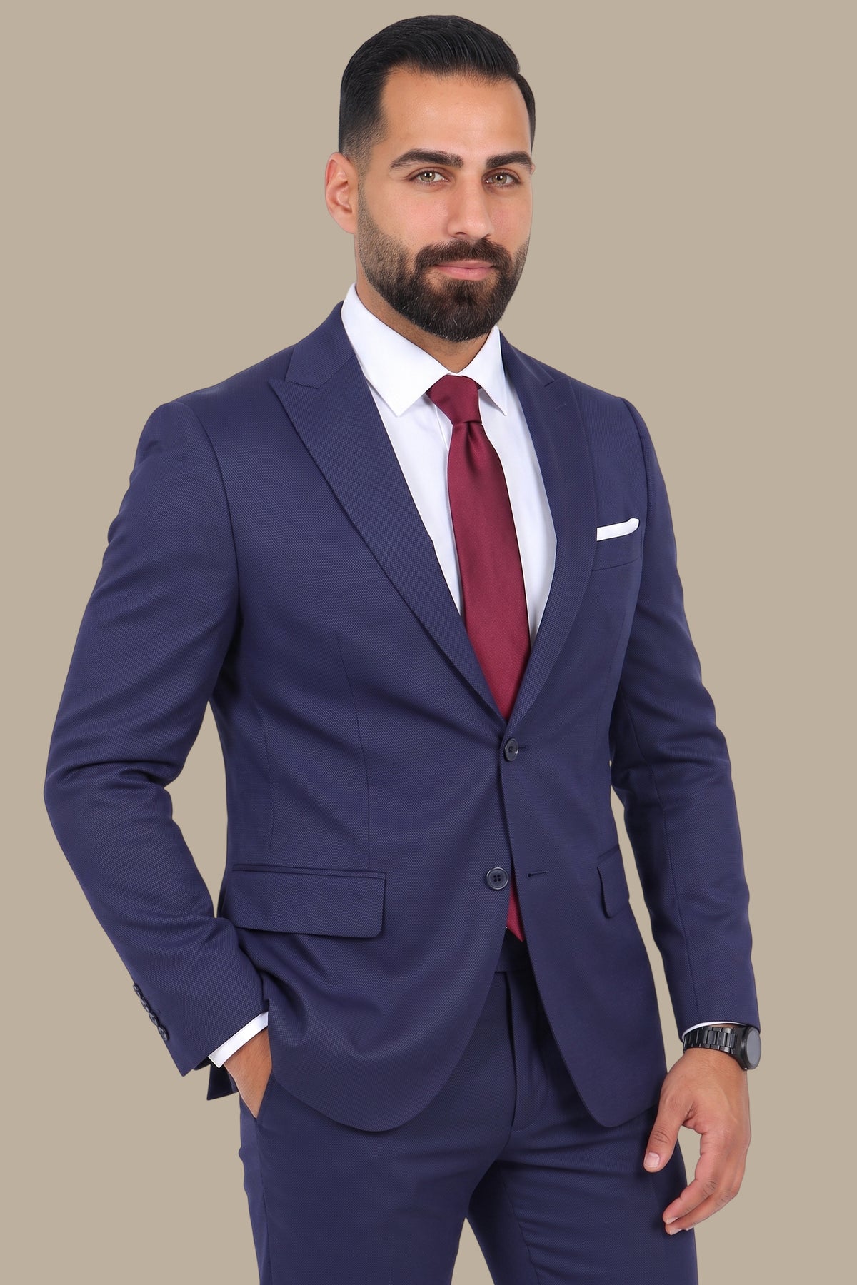 Texture Piqué Peak Lapel Suit