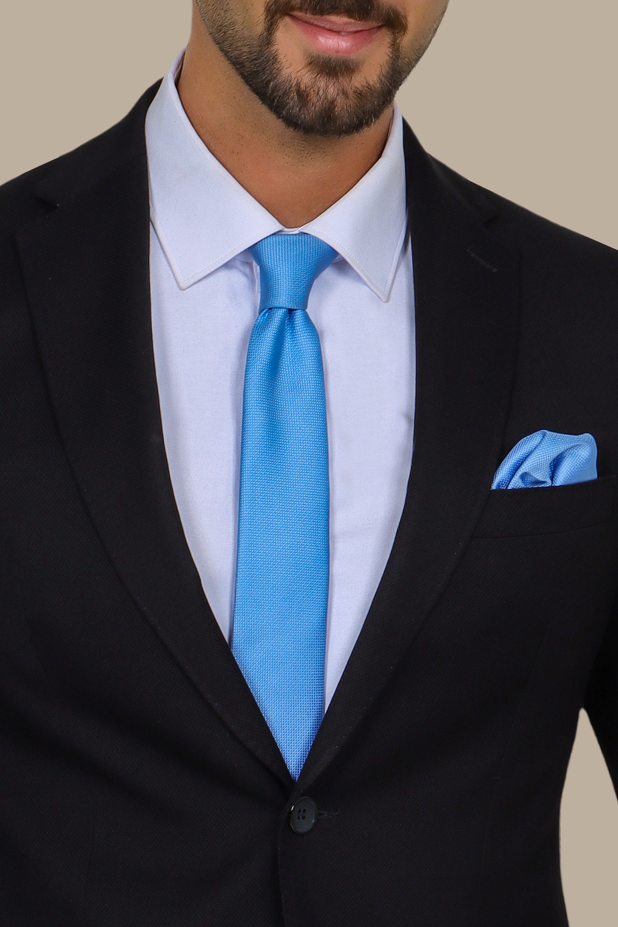 Black Structured Suit with Notch Lapel