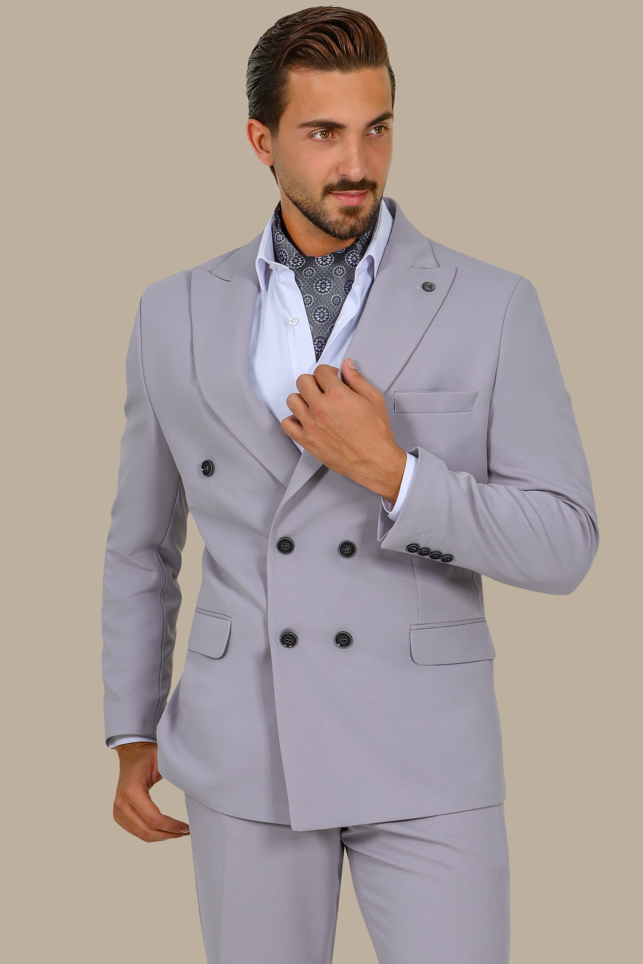 Double-Breasted Diamond Pattern Suit