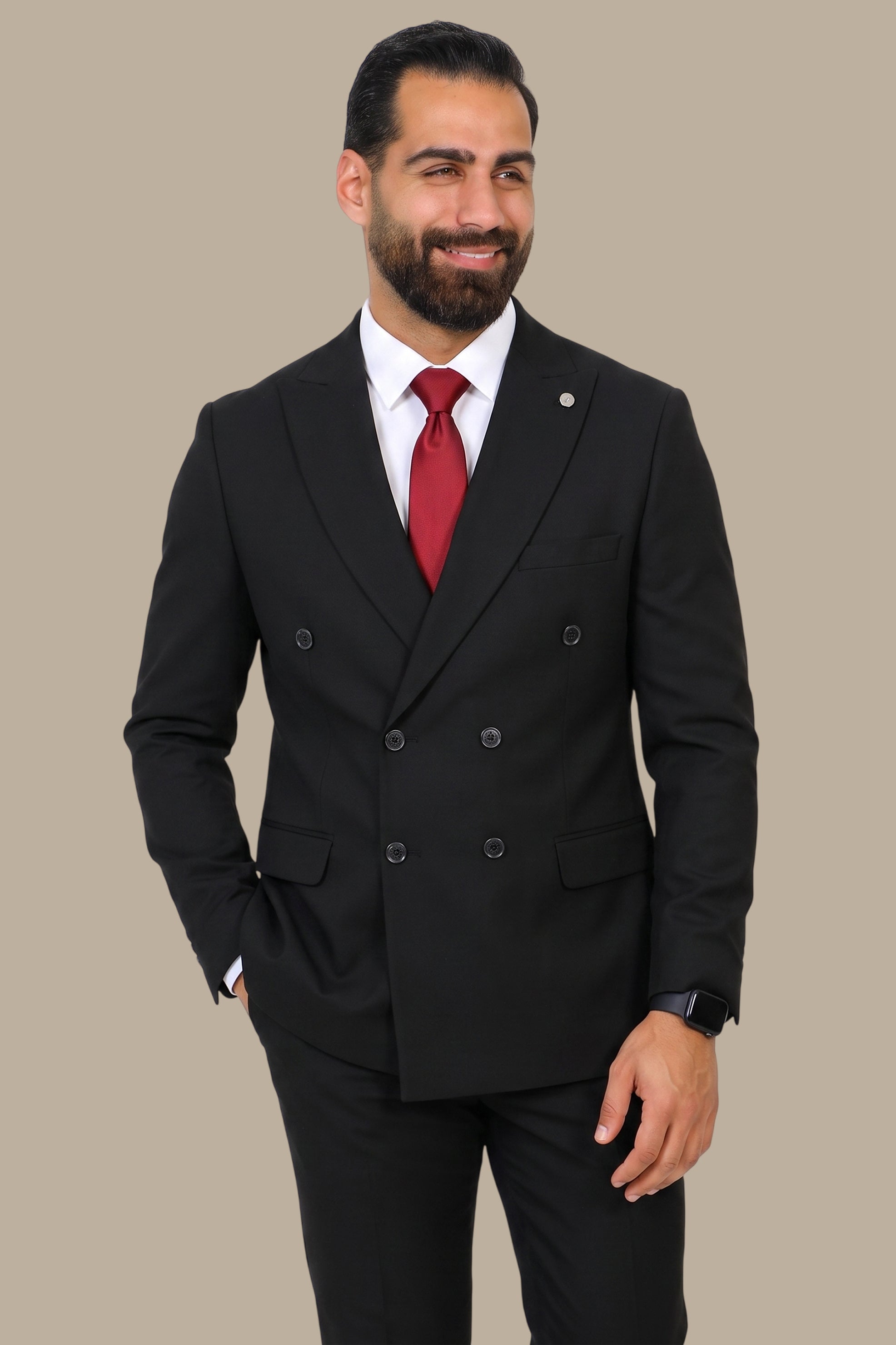 Double-Breasted Diamond Pattern Suit