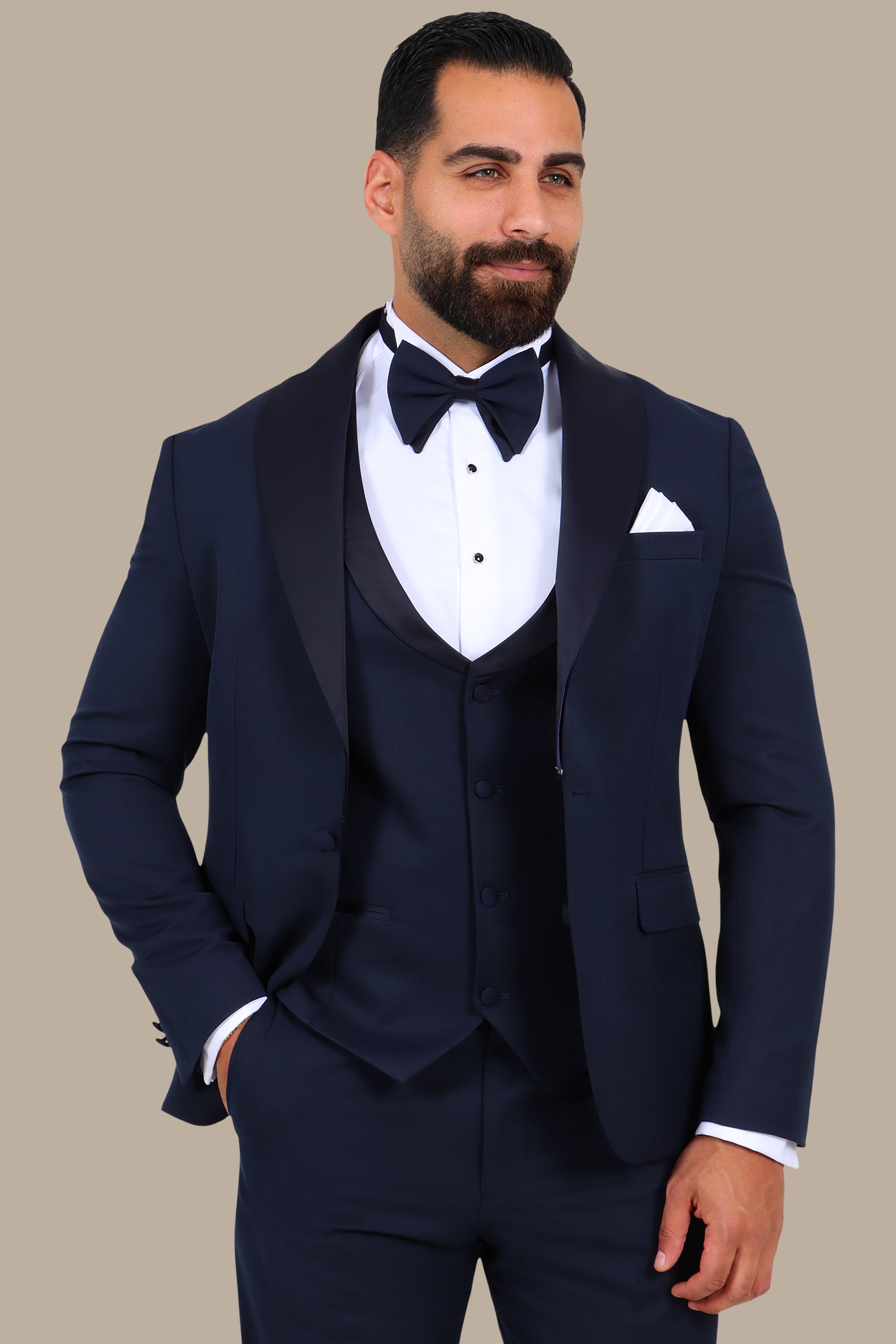 Navy Charm: 4-Piece Shawl Collar Tuxedo