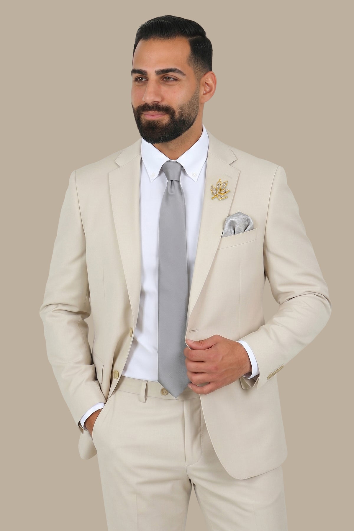 Structured Lycra Suit with Notch Lapel