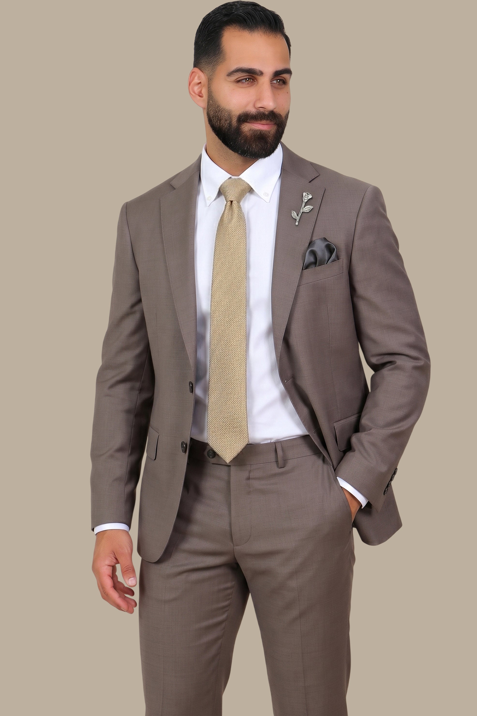 Structured Lycra Suit with Notch Lapel