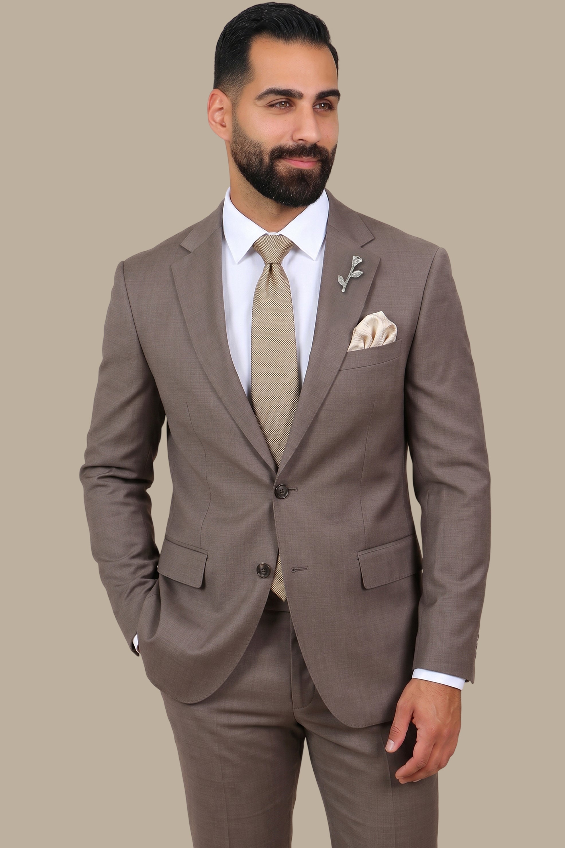 Structured Lycra Suit with Notch Lapel