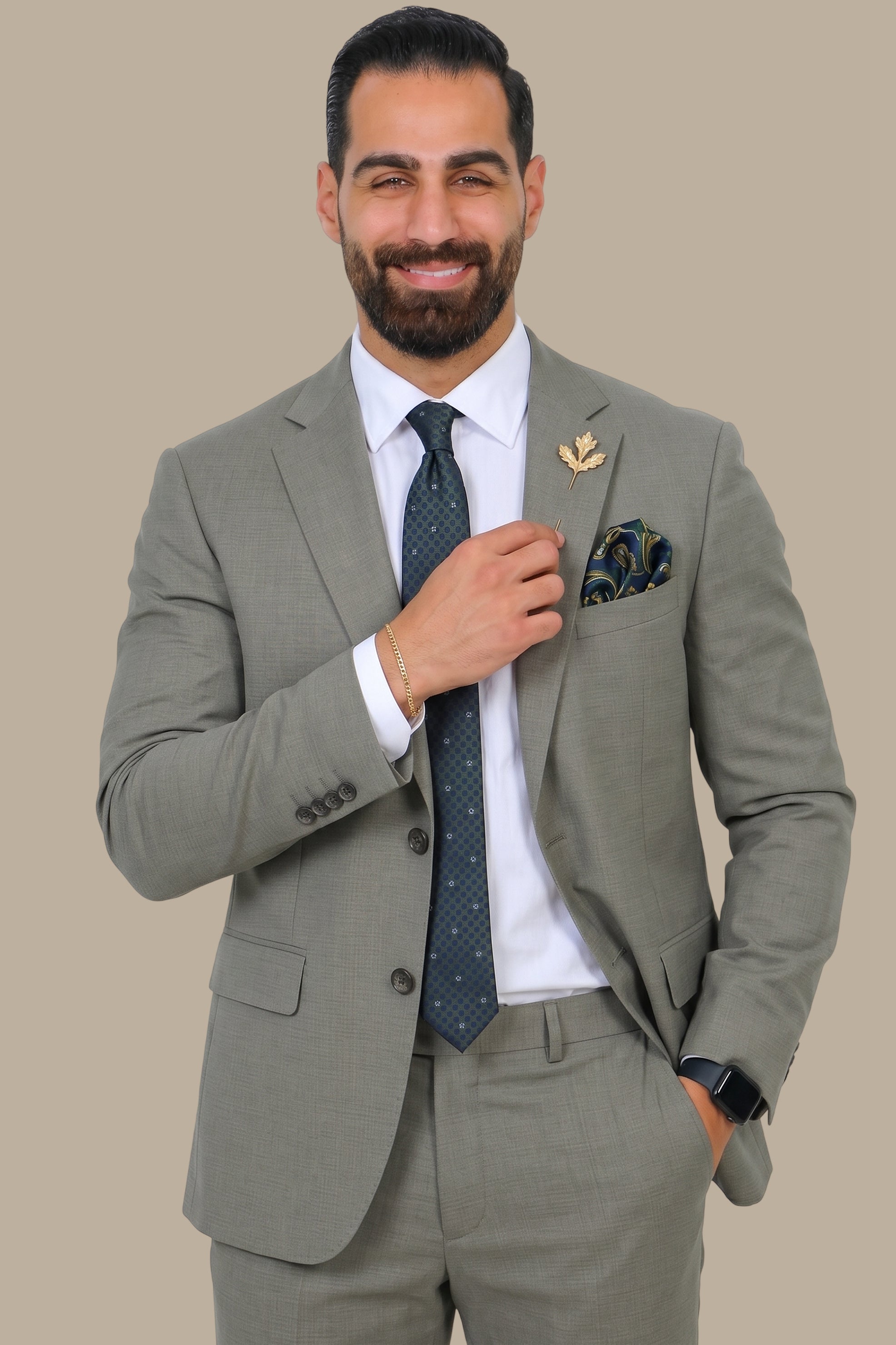 Structured Lycra Suit with Notch Lapel