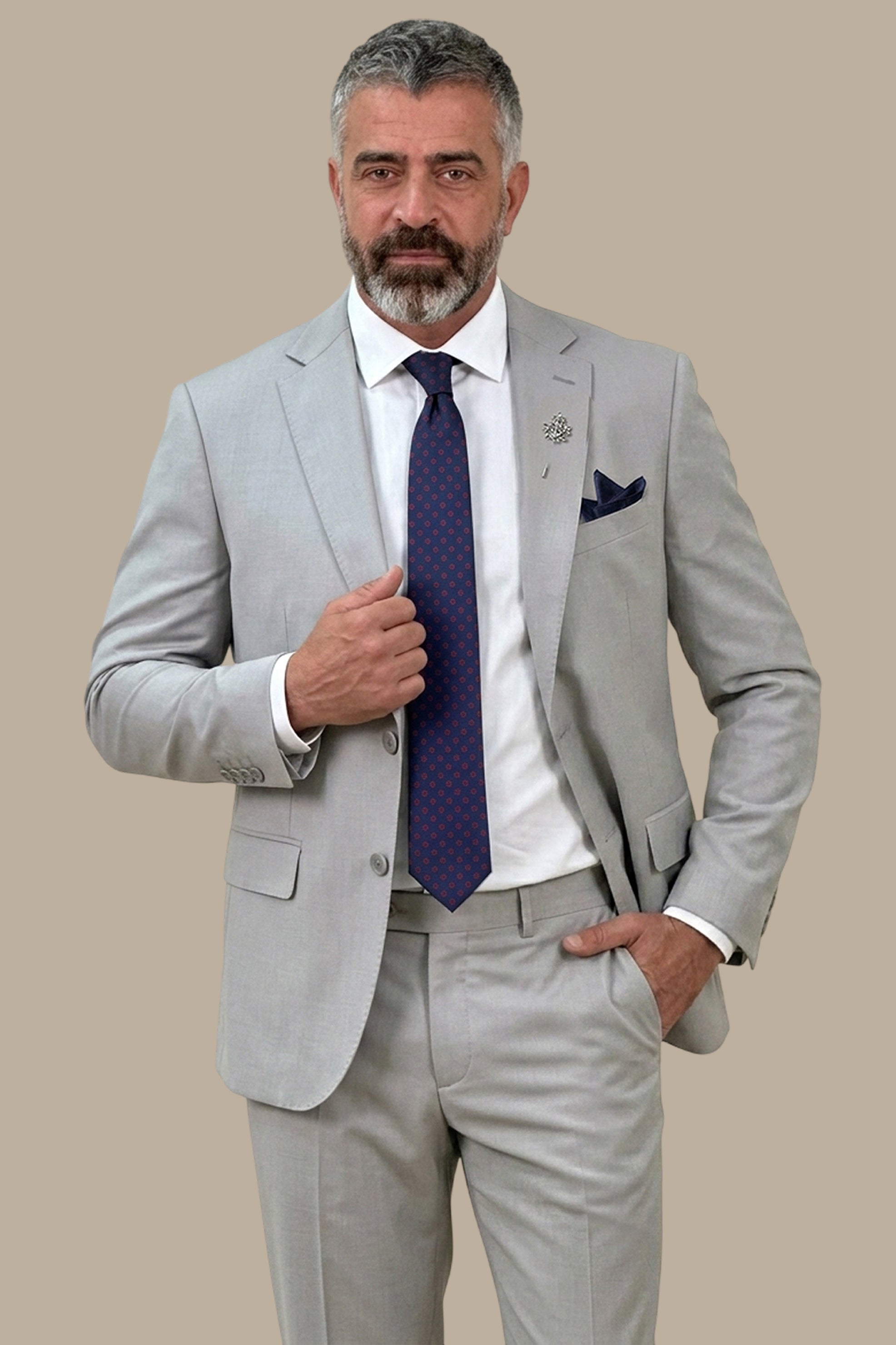Structured Lycra Suit with Notch Lapel