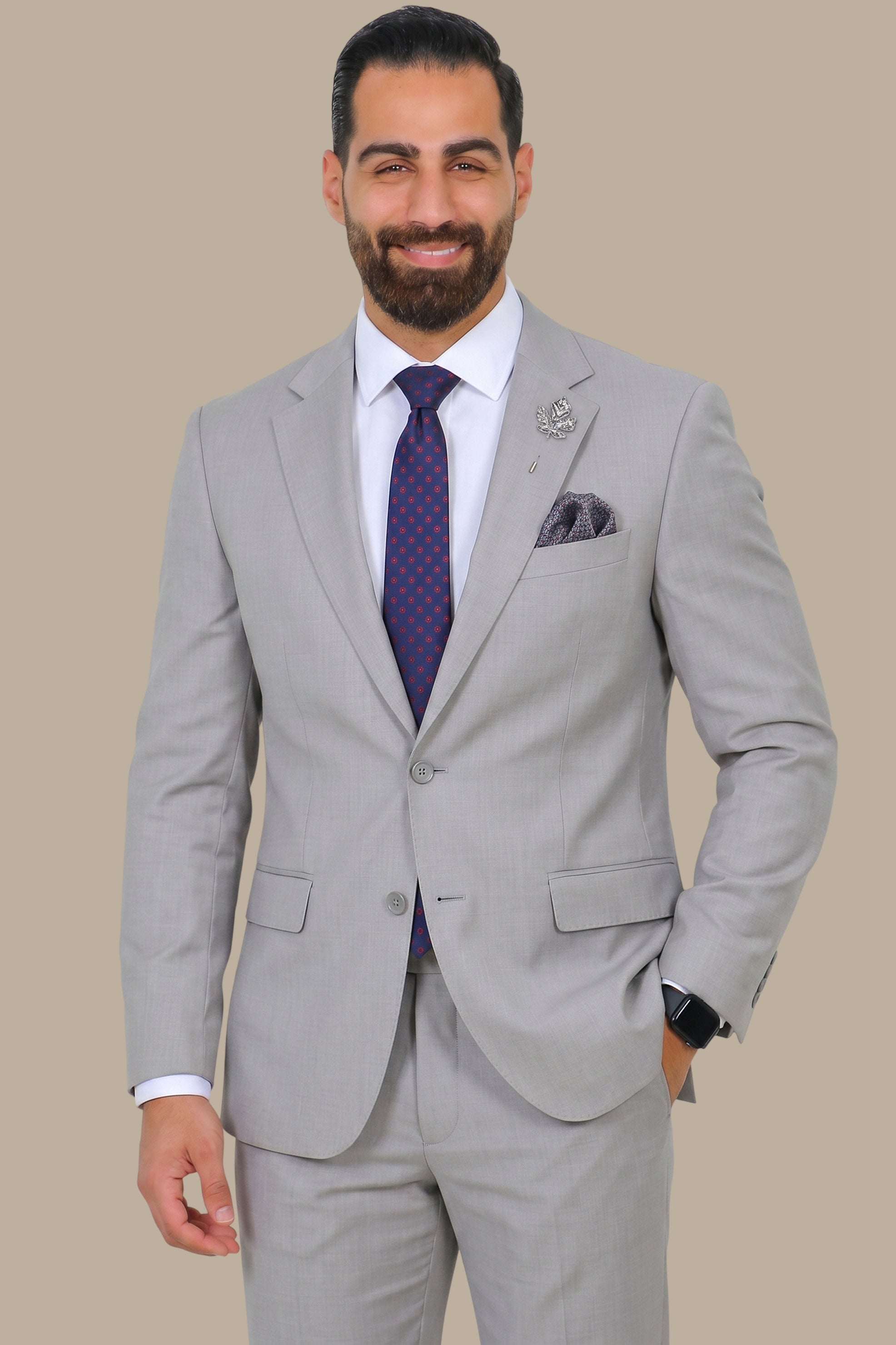 Structured Lycra Suit with Notch Lapel