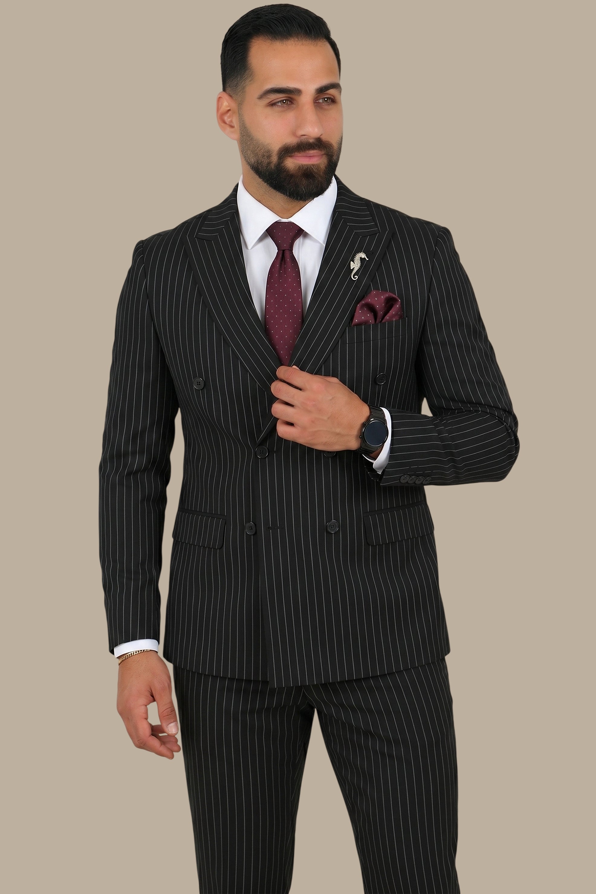 Double-Breasted Striped Suit