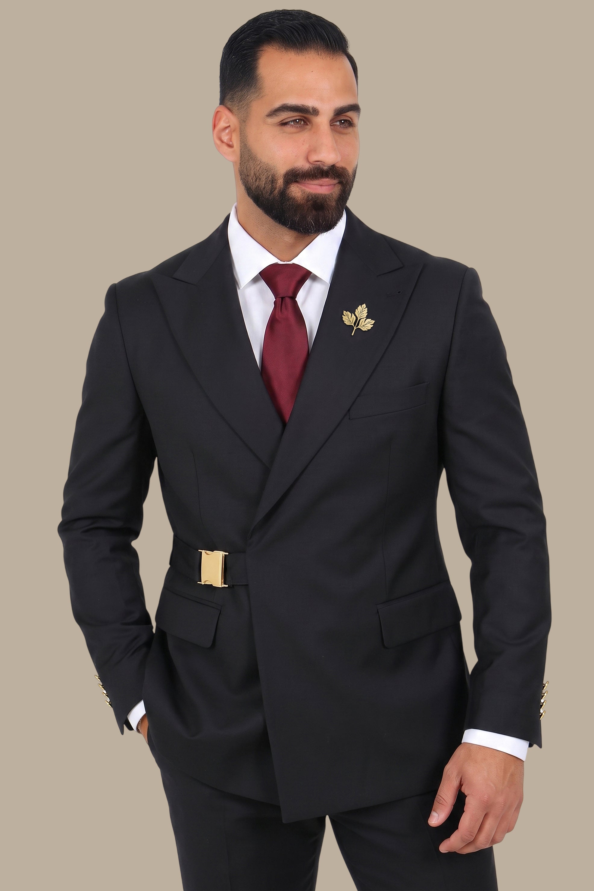 Side Clip Peak Lapel Suit